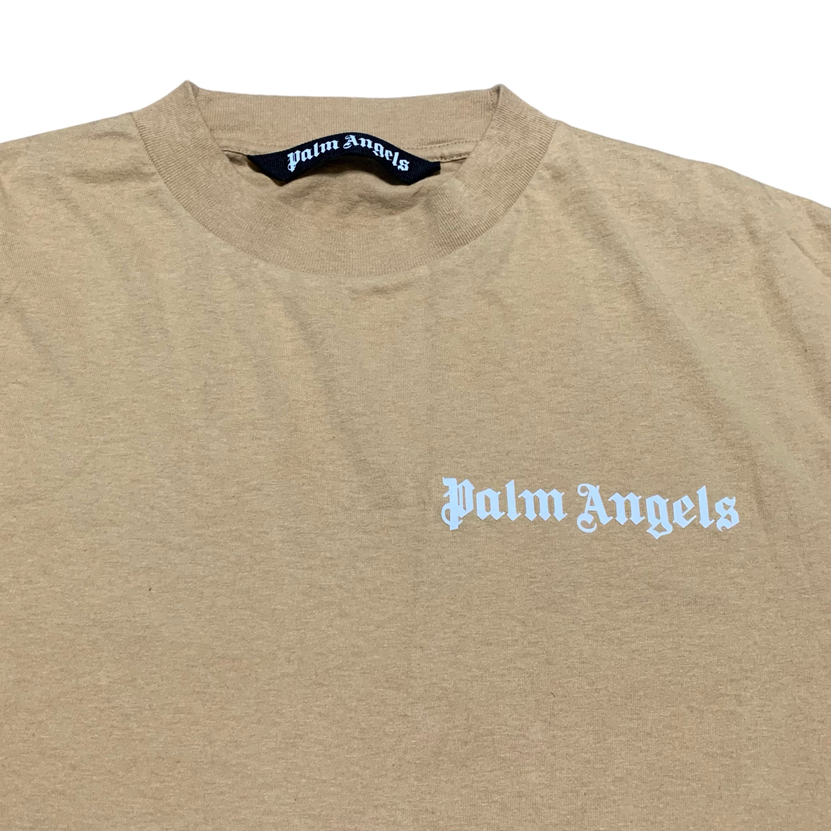 Palm Angels Large Classic Logo Mustard Tan Tee