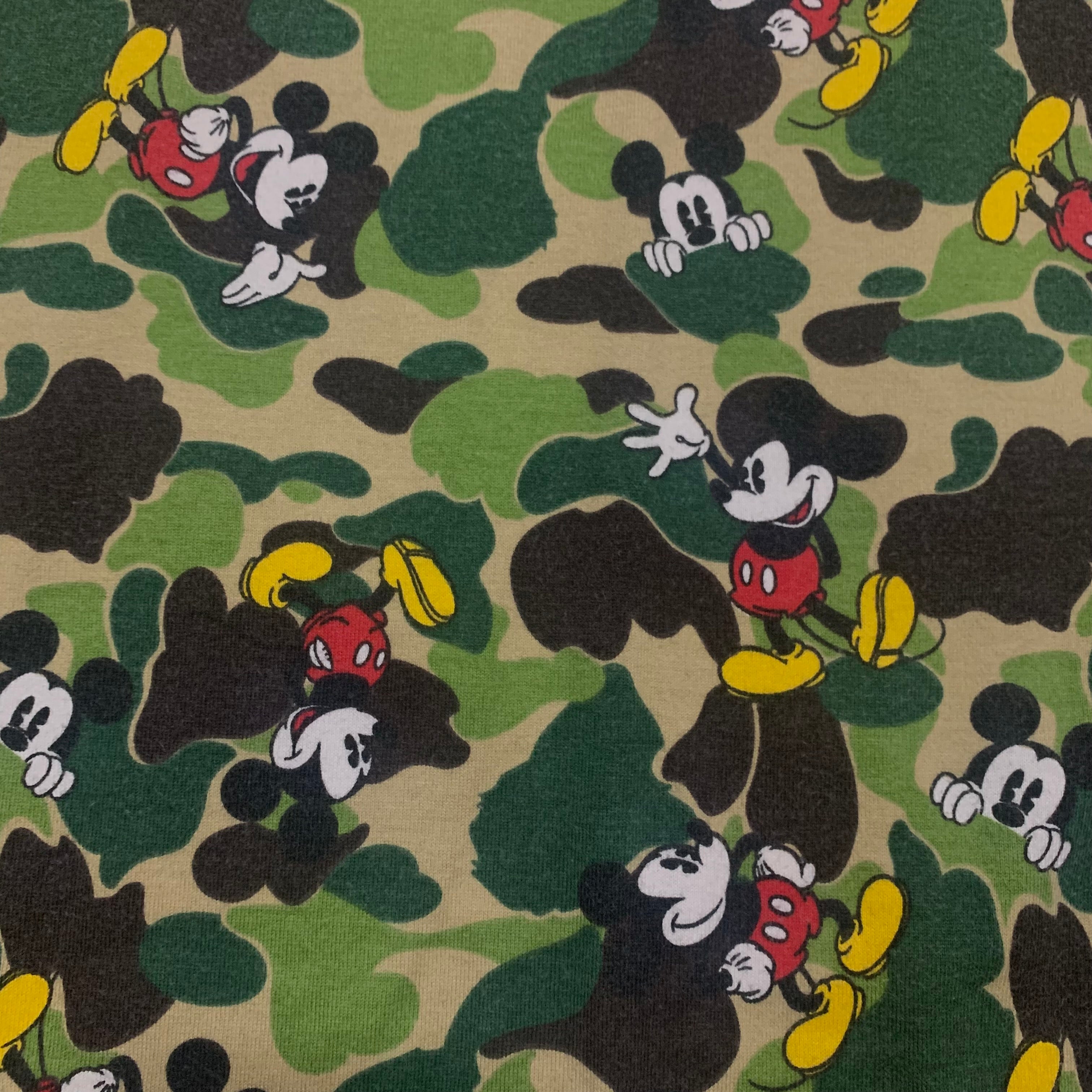 Bape Medium Mickey Mouse Green ABC Camo Tee Vintage