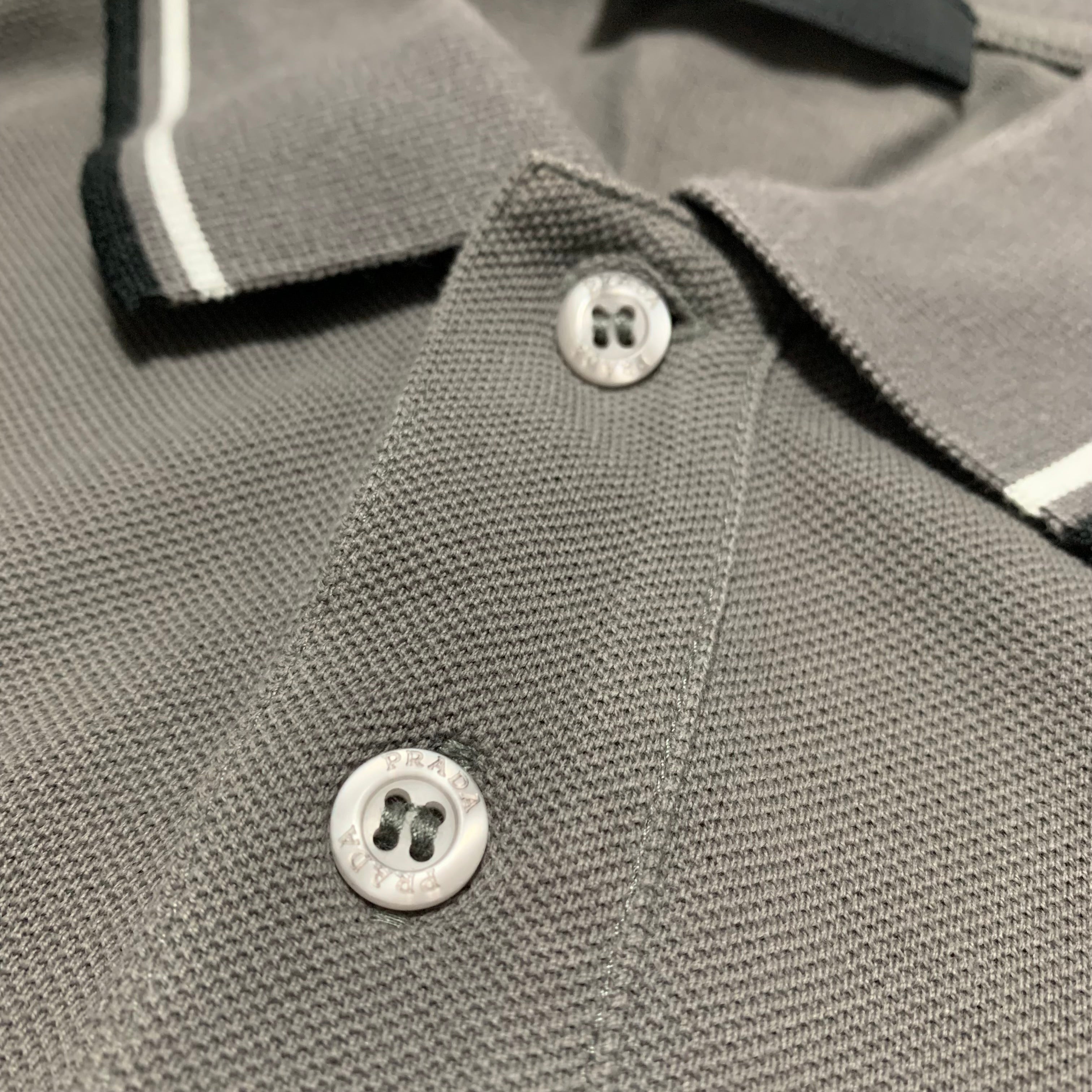 Prada Medium Polo Shirt Grey Short Sleeve Tee
