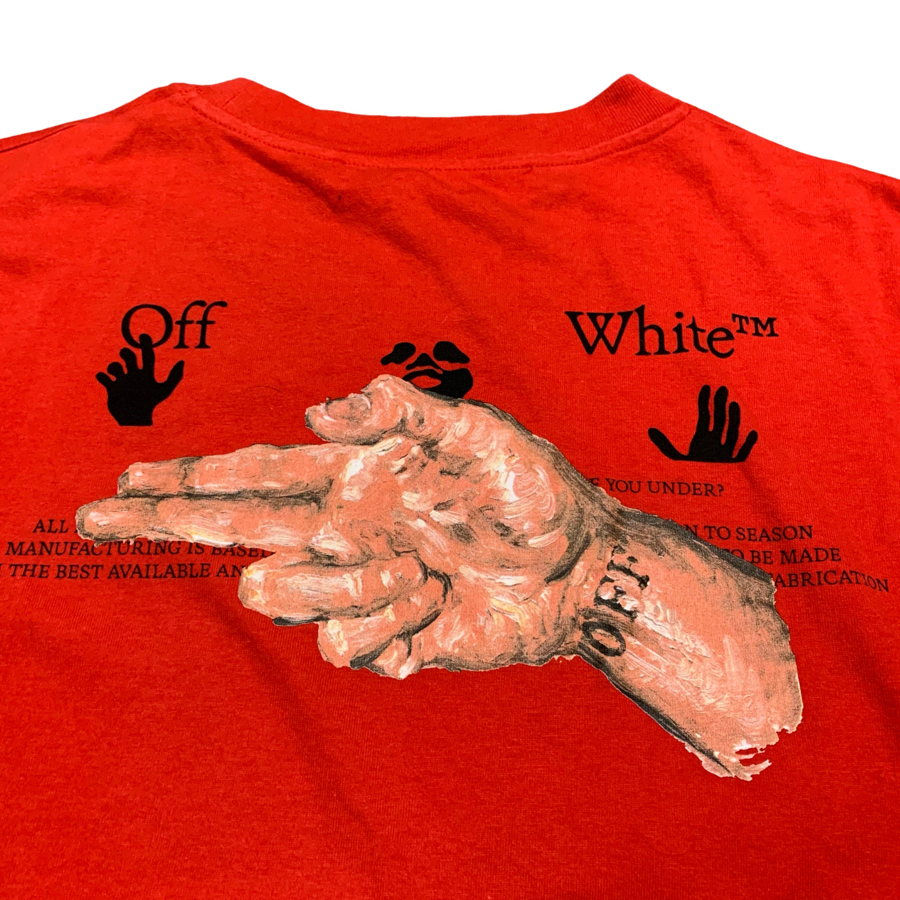 Off White Large Gun Fingers Red Tee Virgil Abloh
