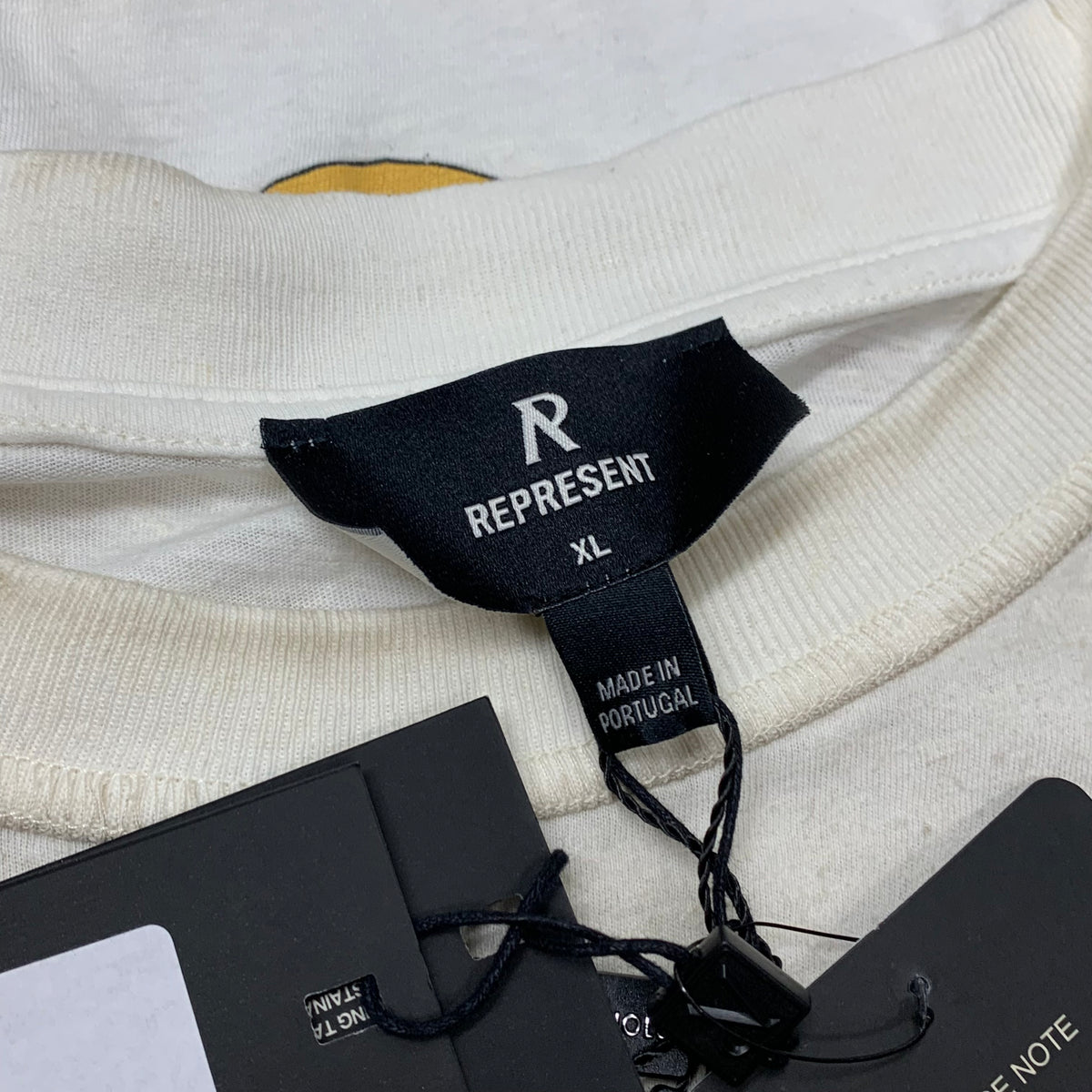Represent XL Tee Angel Border Washed Ecru White Oversized T-Shirt