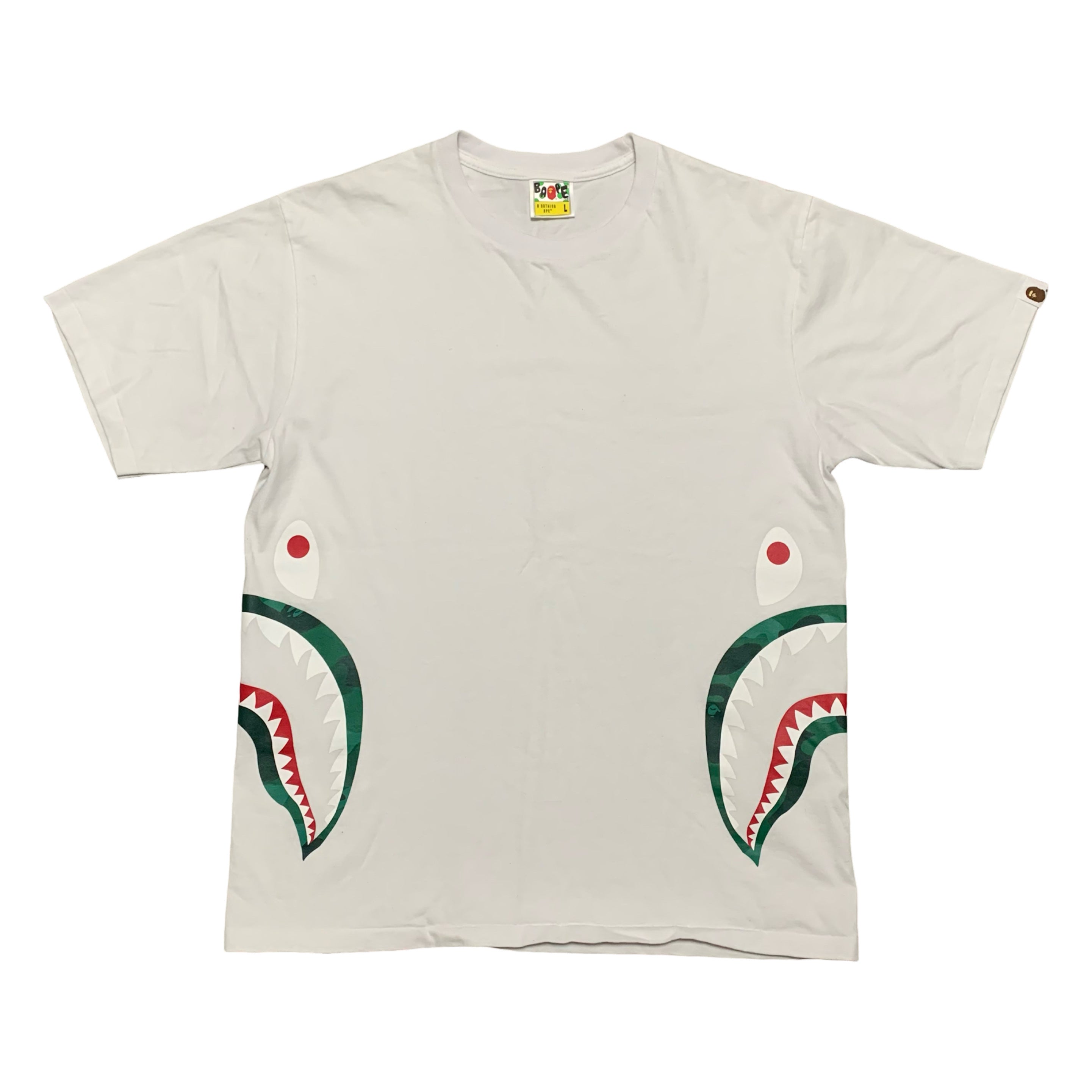 Bape Large Side Shark Camo White Tee A Bathing Ape