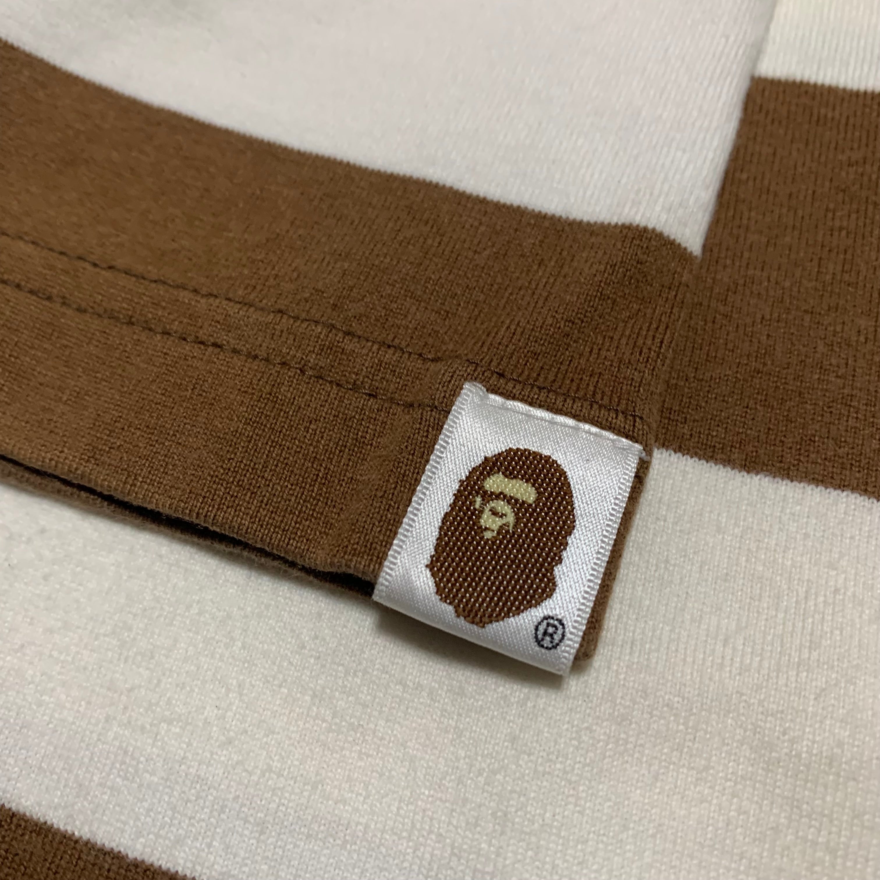 Bape Large Brown Stripe White Tee A Bathing Ape Vintage OG