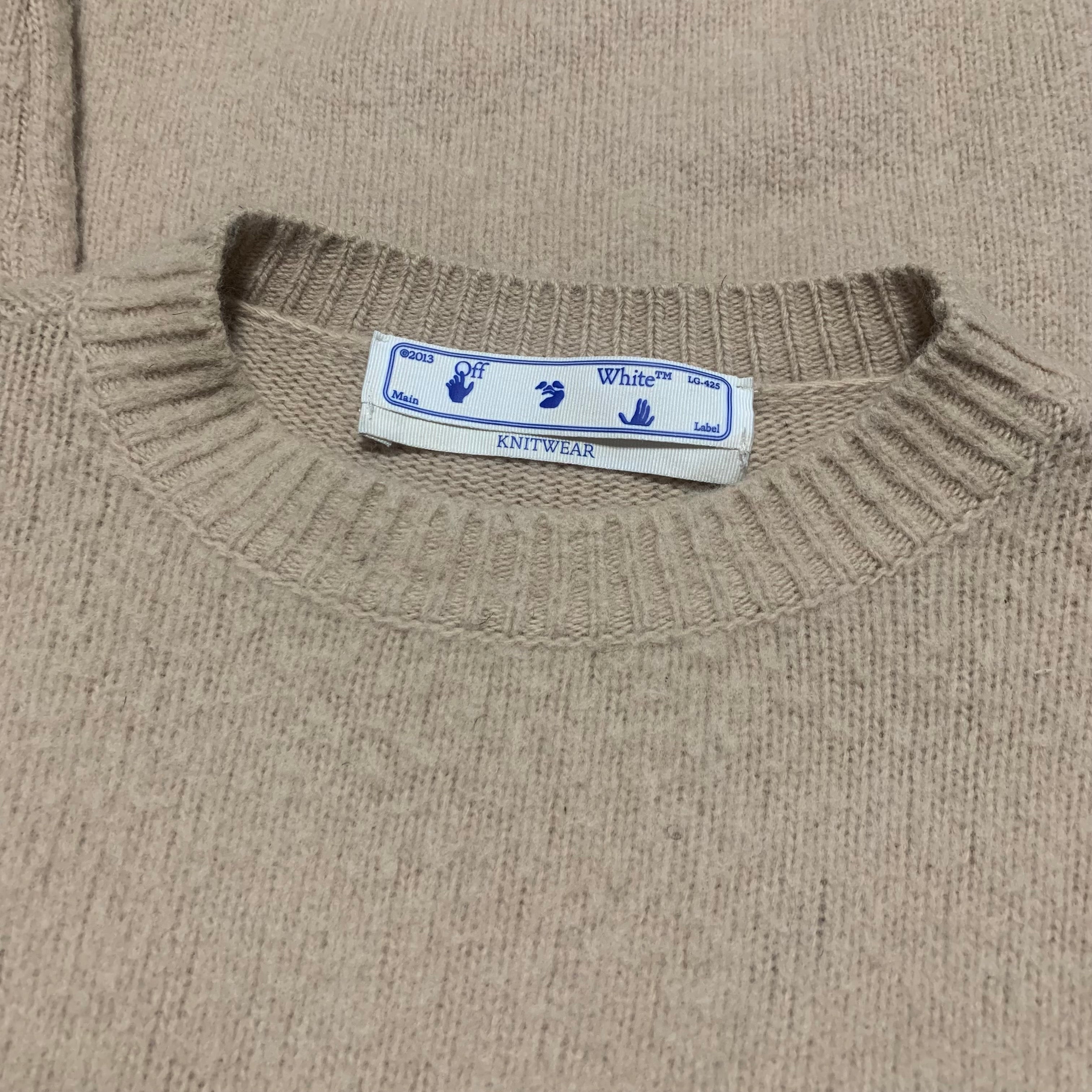 Off White Small Arrows Knit Knitwear Brushed Wool Jumper Beige Virgil Abloh