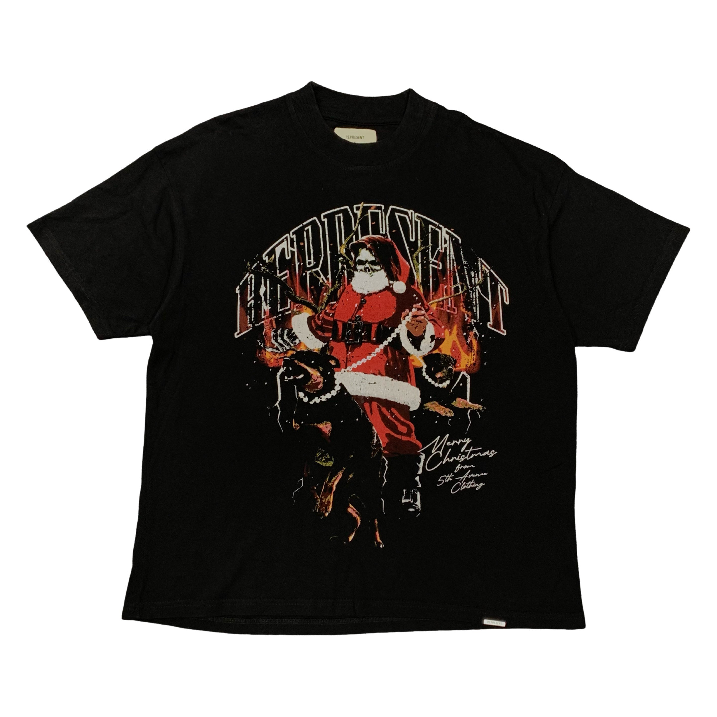 Represent Medium Tee Santa Clause Jet Black T-Shirt Merry Christmas 1 of 1