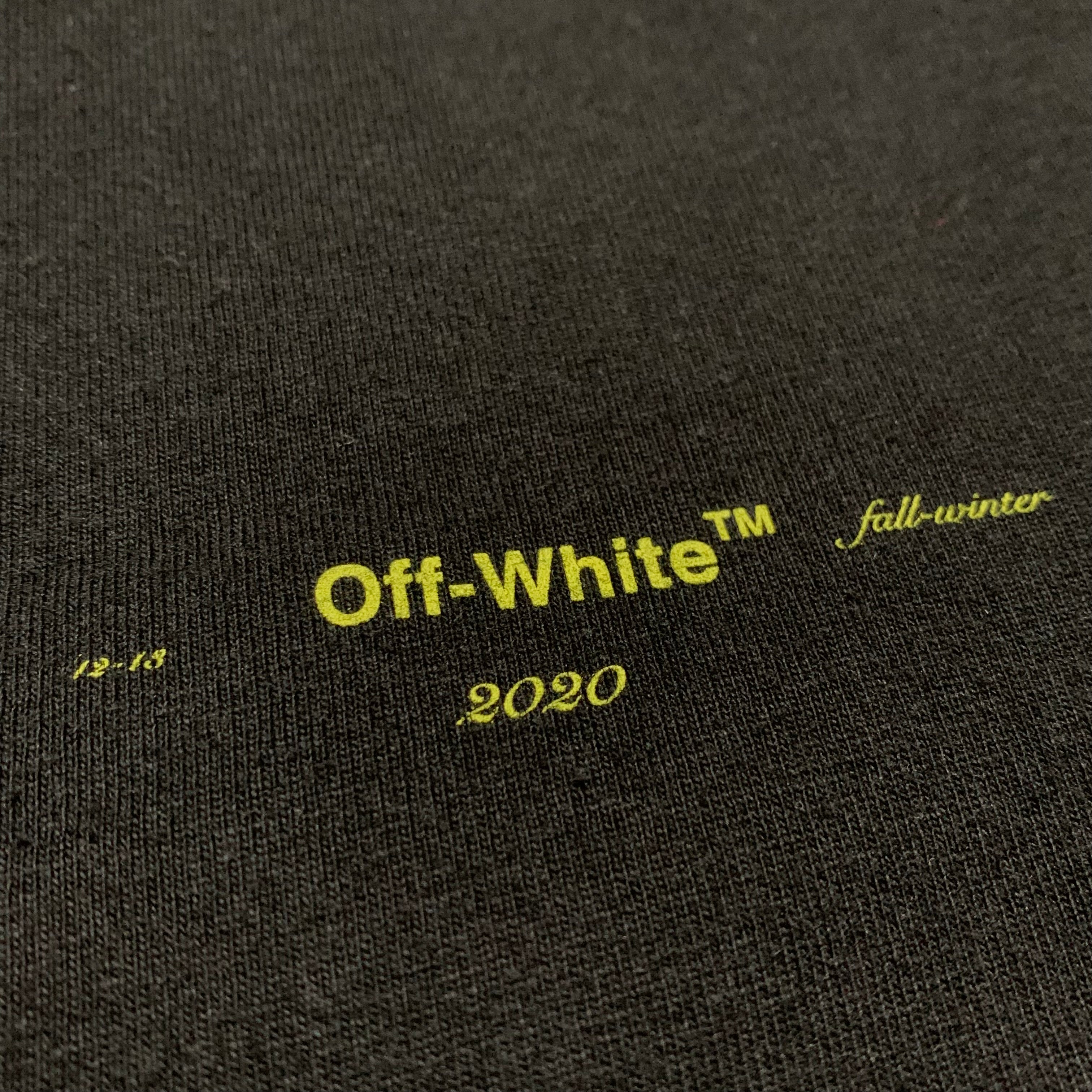 Off White XS Yellow Acrylic Arrows Black Tee Virgil Abloh
