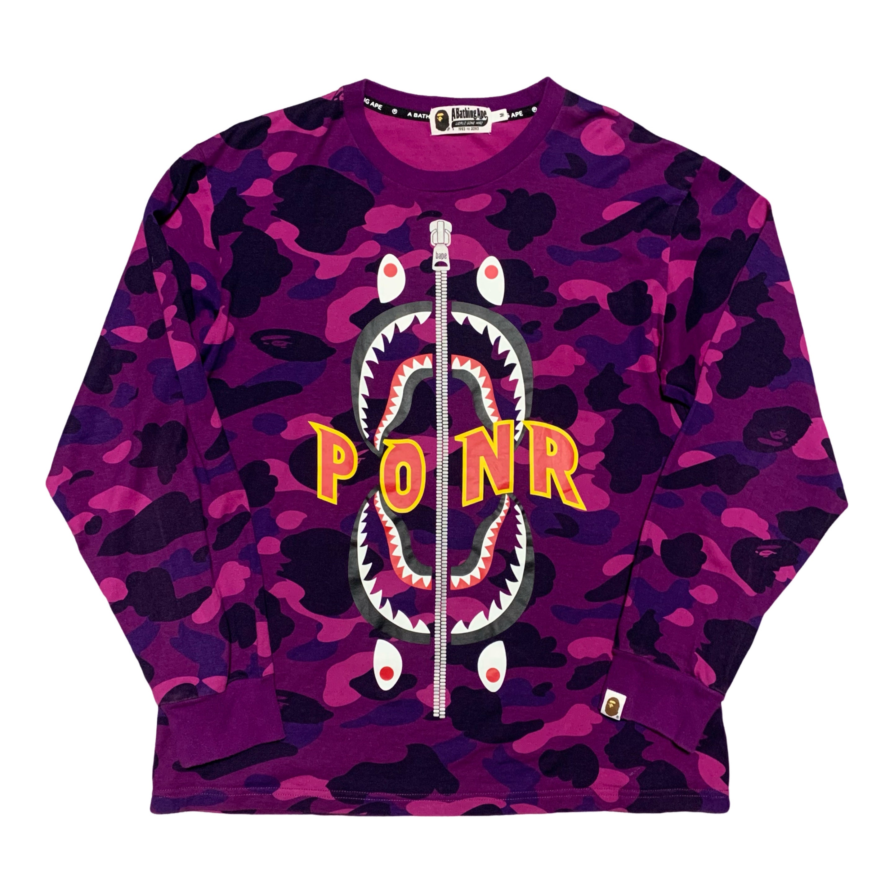 Bape Medium Shark Purple Camo Long Sleeve Tee A Bathing Ape