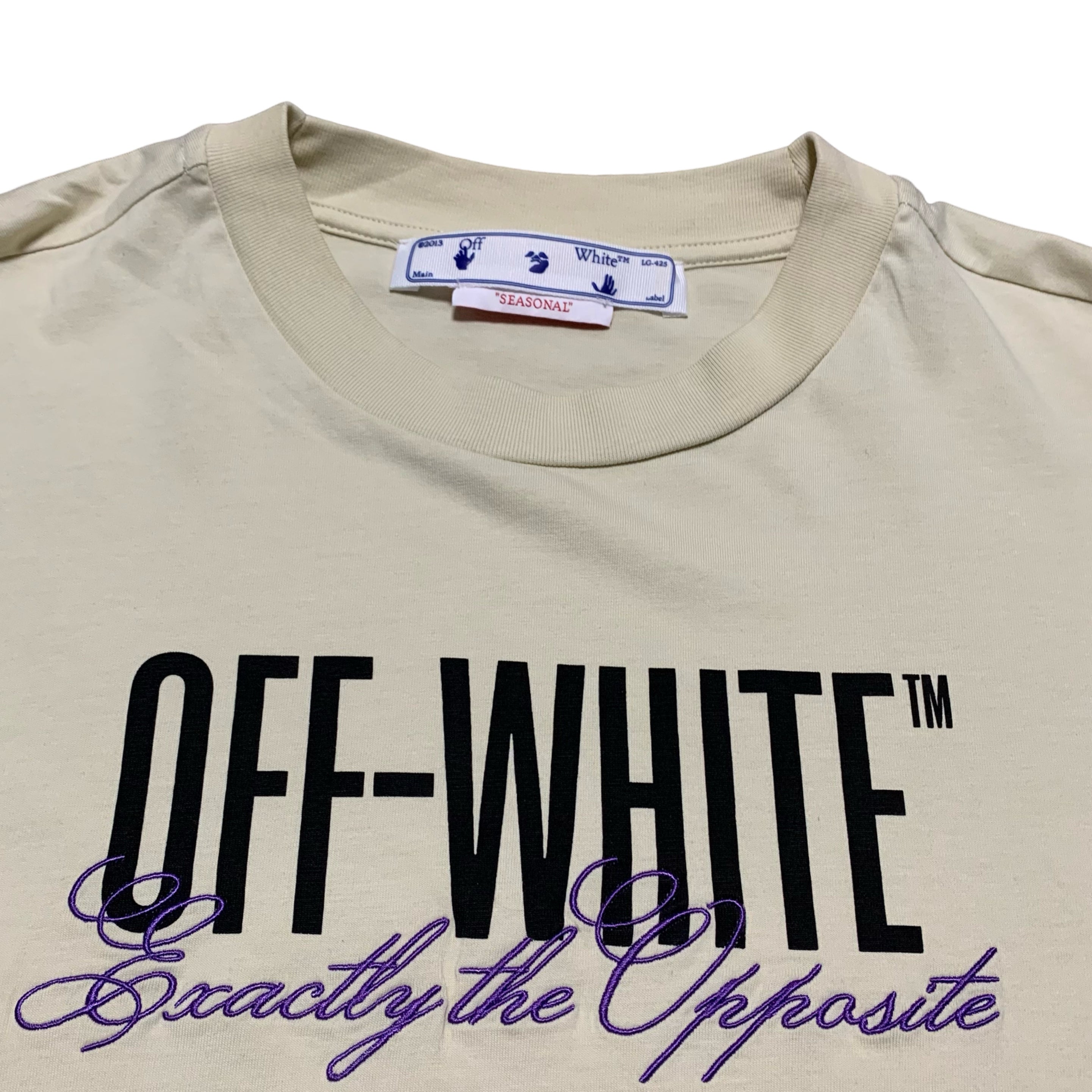 Off White Small Exactly The Opposite Cream White Tee Virgil Abloh