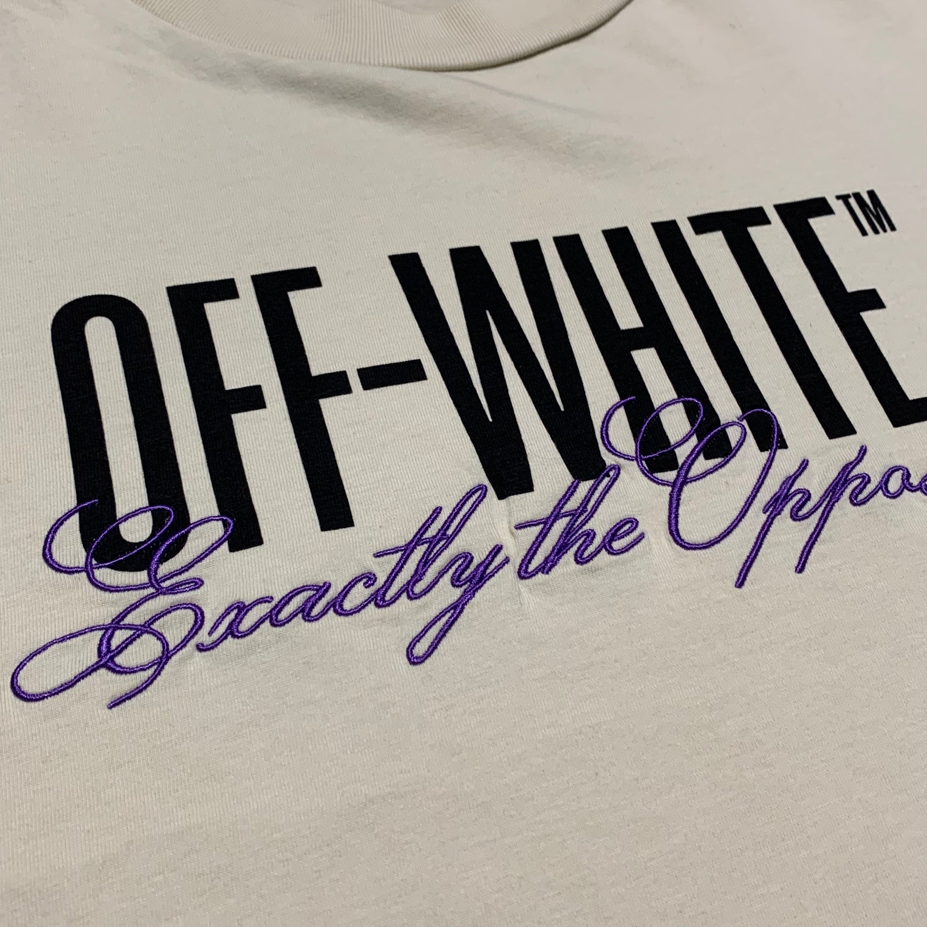 Off White Small Exactly The Opposite Cream White Tee Virgil Abloh