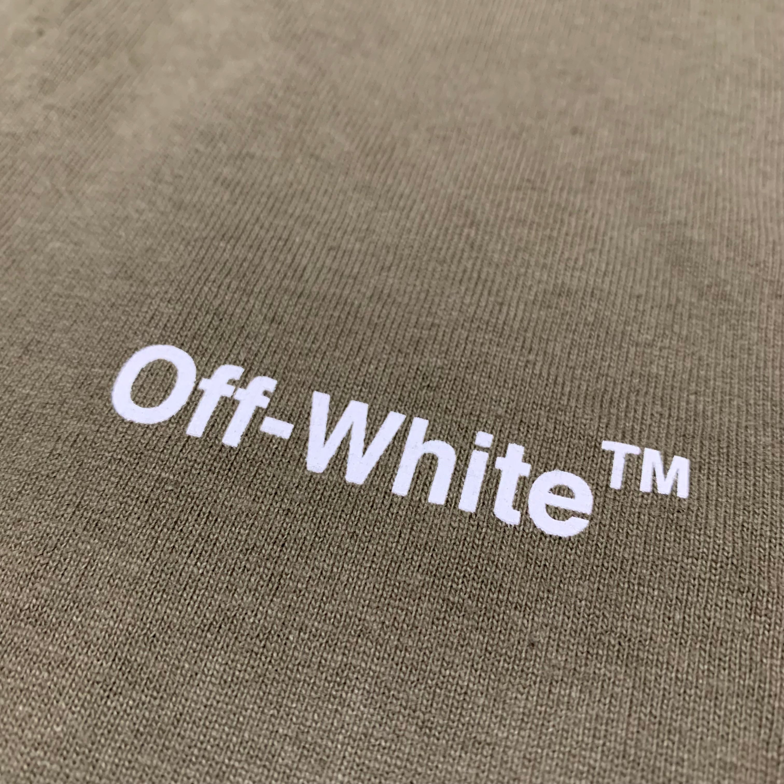 Off White XL Brick Arrows Khaki Green Tee Virgil Abloh