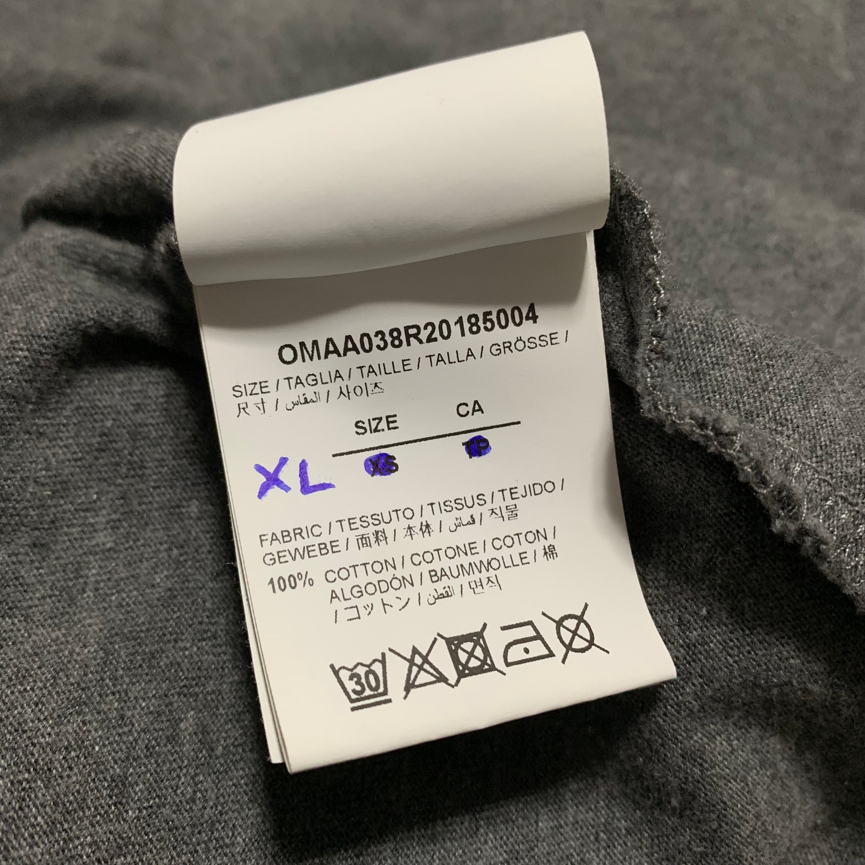 Off White XL Off Graphic Grey Tee Virgil Abloh 2020