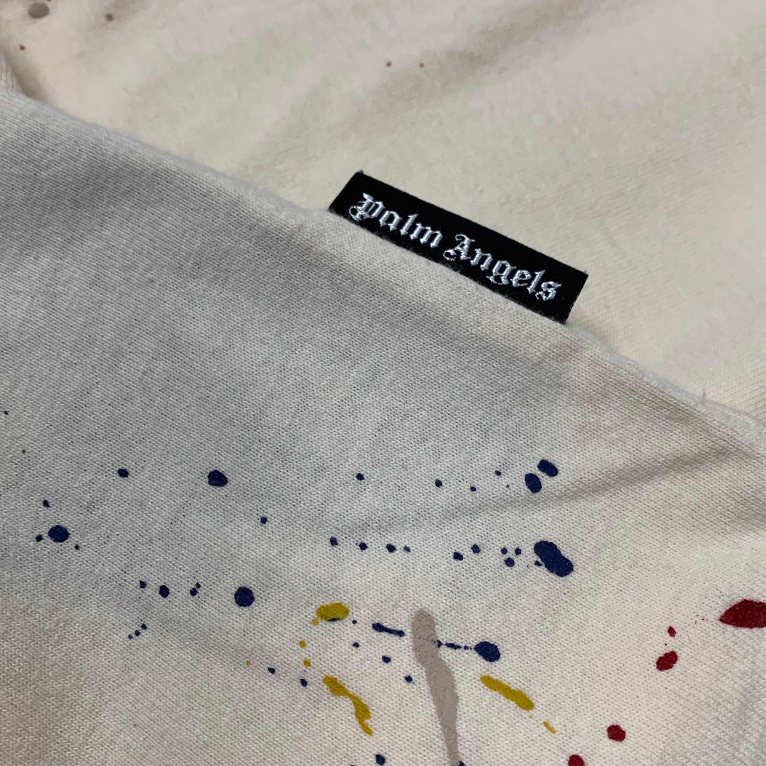 Palm Angels Medium Tee Palm Tree Painted White Beige T-Shirt 2022