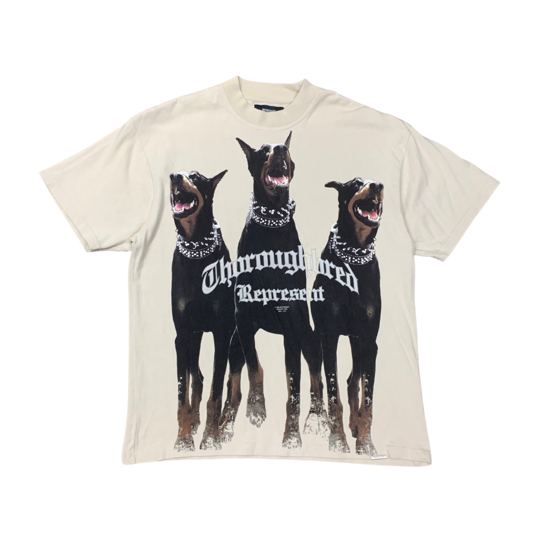 Palm Angels Small Tee Thoroughbred Dog Vintage White T-Shirt