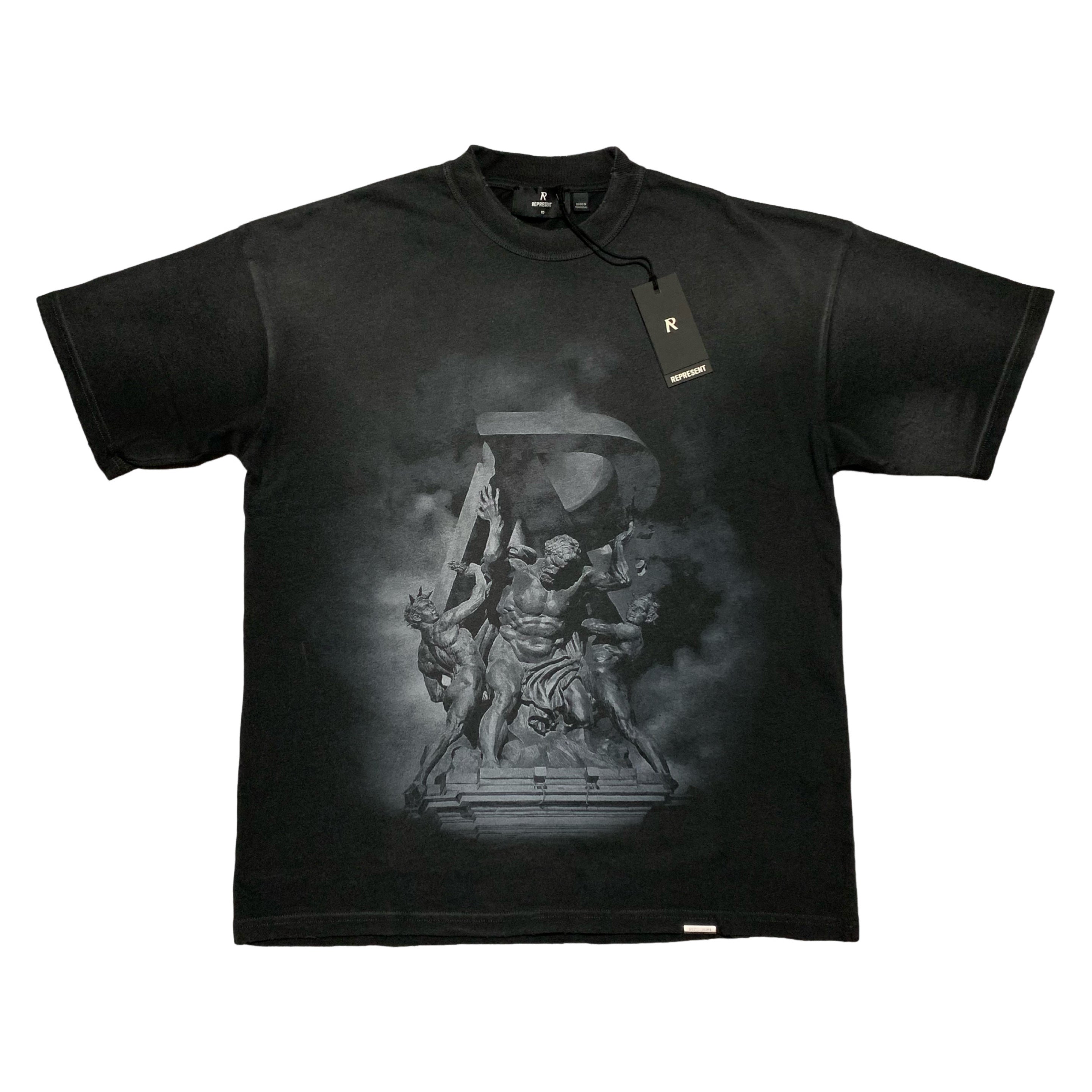 Represent XS Atlas Stained Black Tee