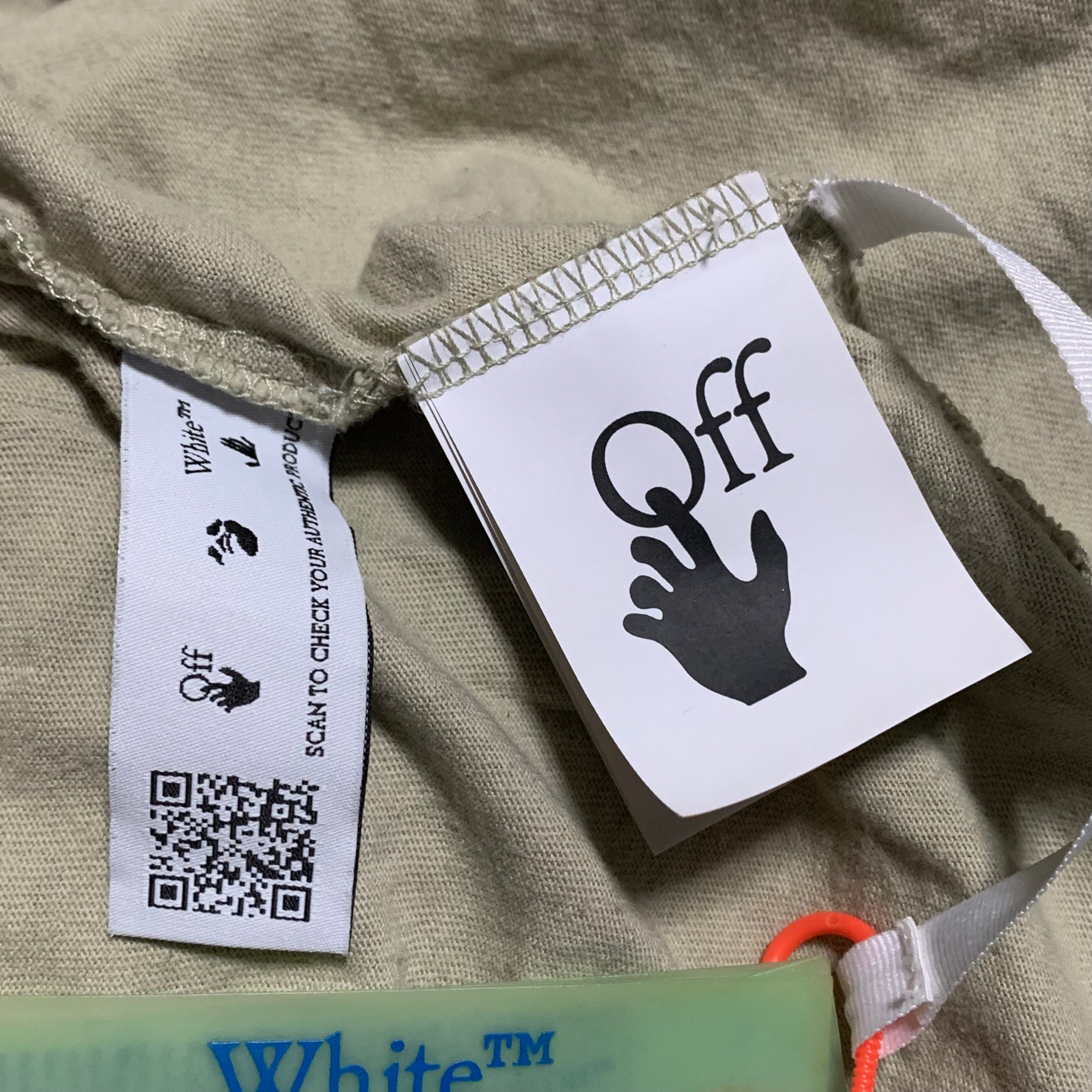 Off White Large Arrows Tab Beige Khaki Tee Virgil Abloh