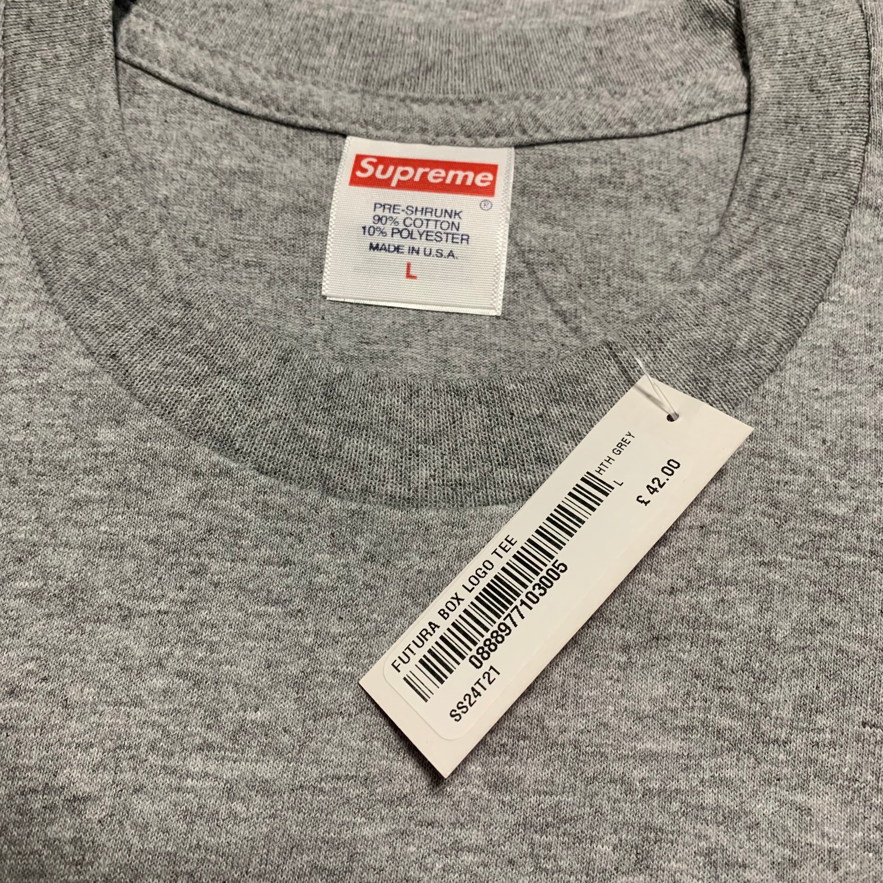 Supreme Large Futura Box Logo Grey Tee 2024