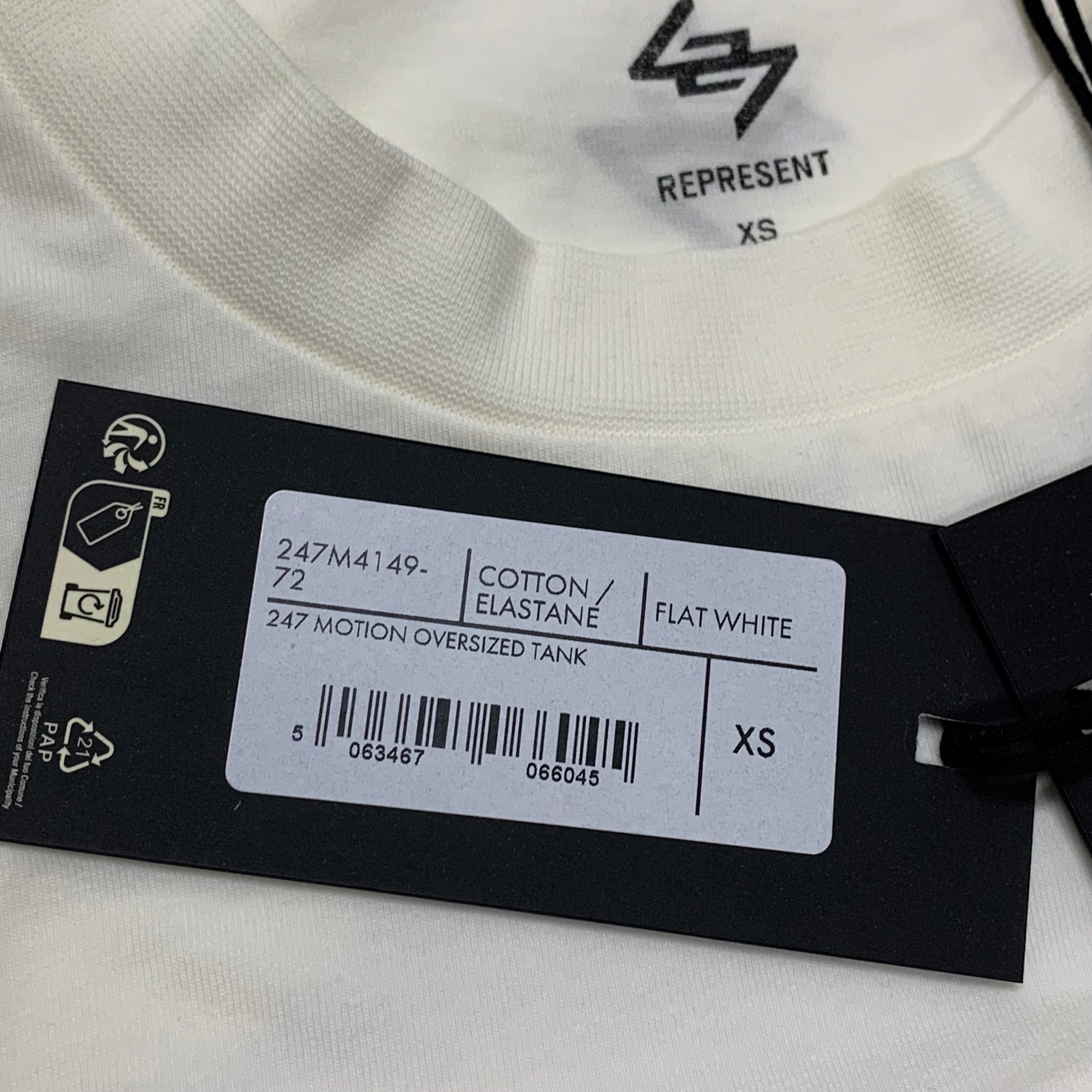 Represent XS Tank 247 Motion Oversized Flat White Tank Top