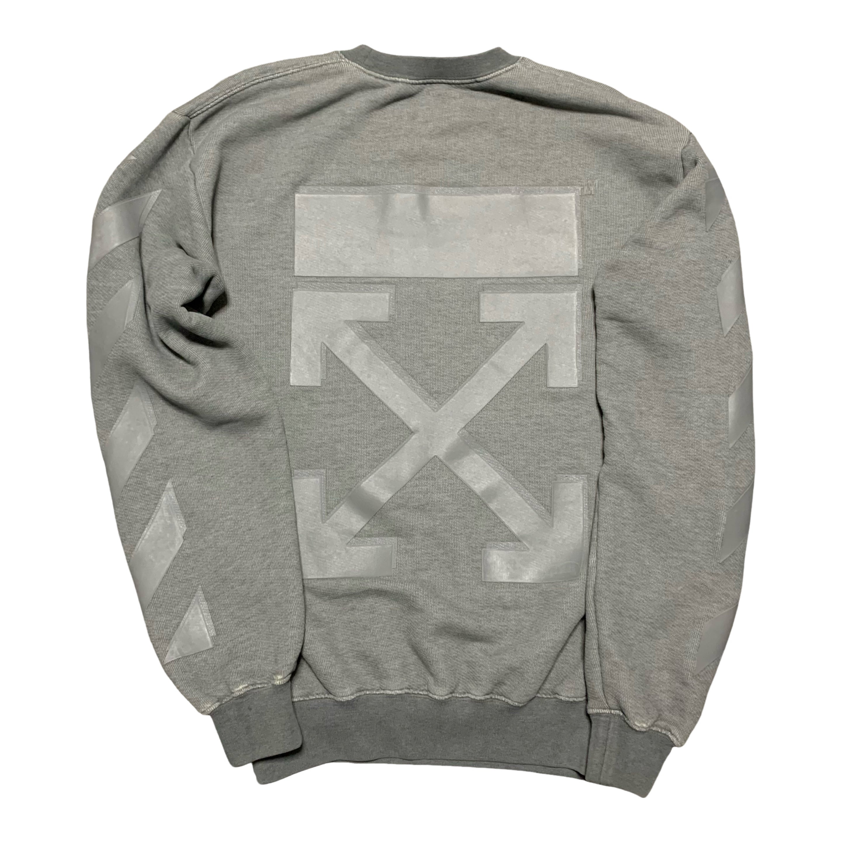 Off White XS Arrows Graphic Grey Sweatshirt Crewneck Virgil Abloh