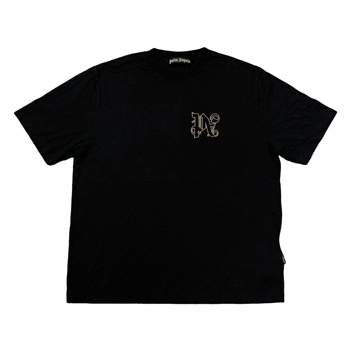 Palm Angels Large Tee Embroidered Logo Black T-Shirt