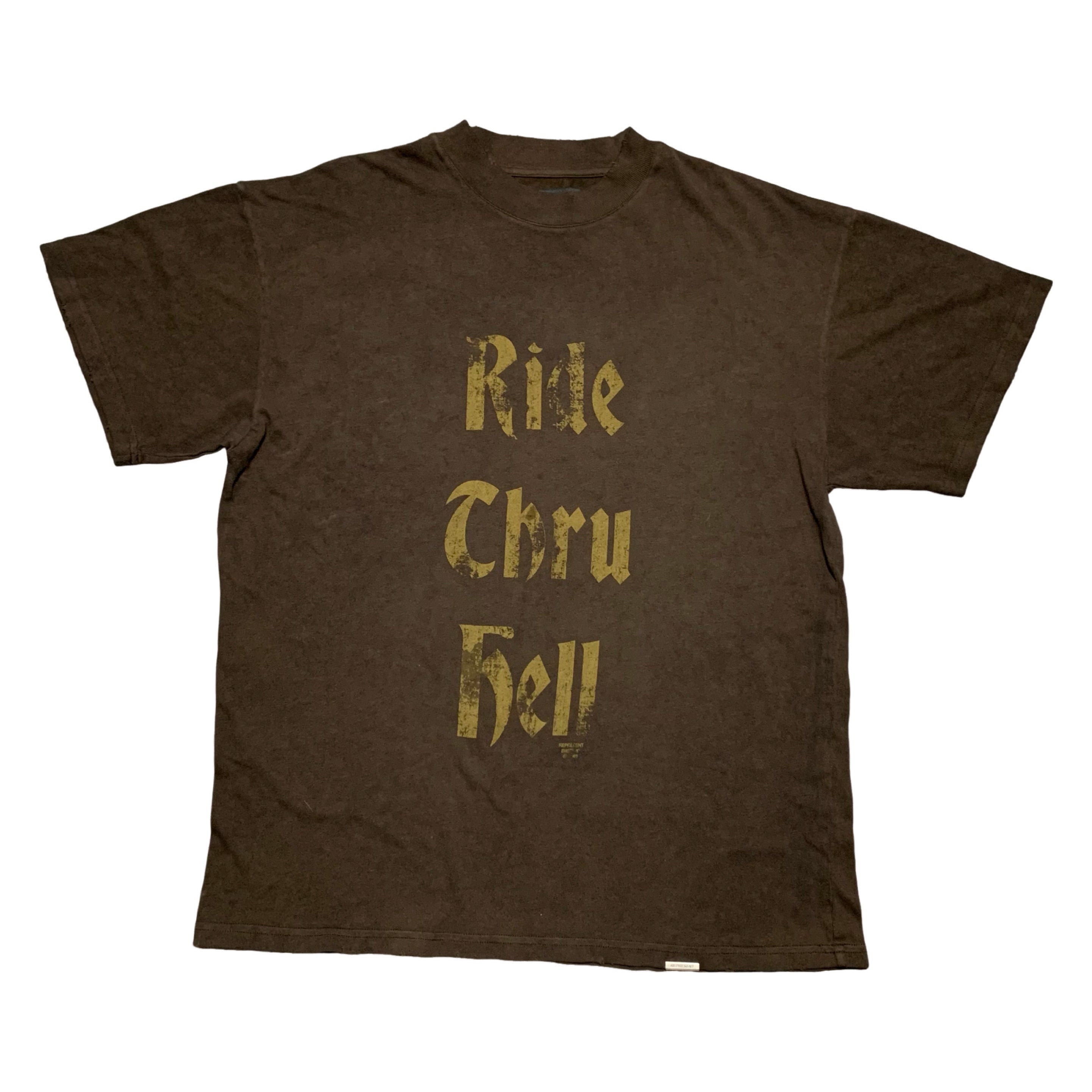 Represent Small Ride Thru Hell Vintage Brown Tee Motor Spirit