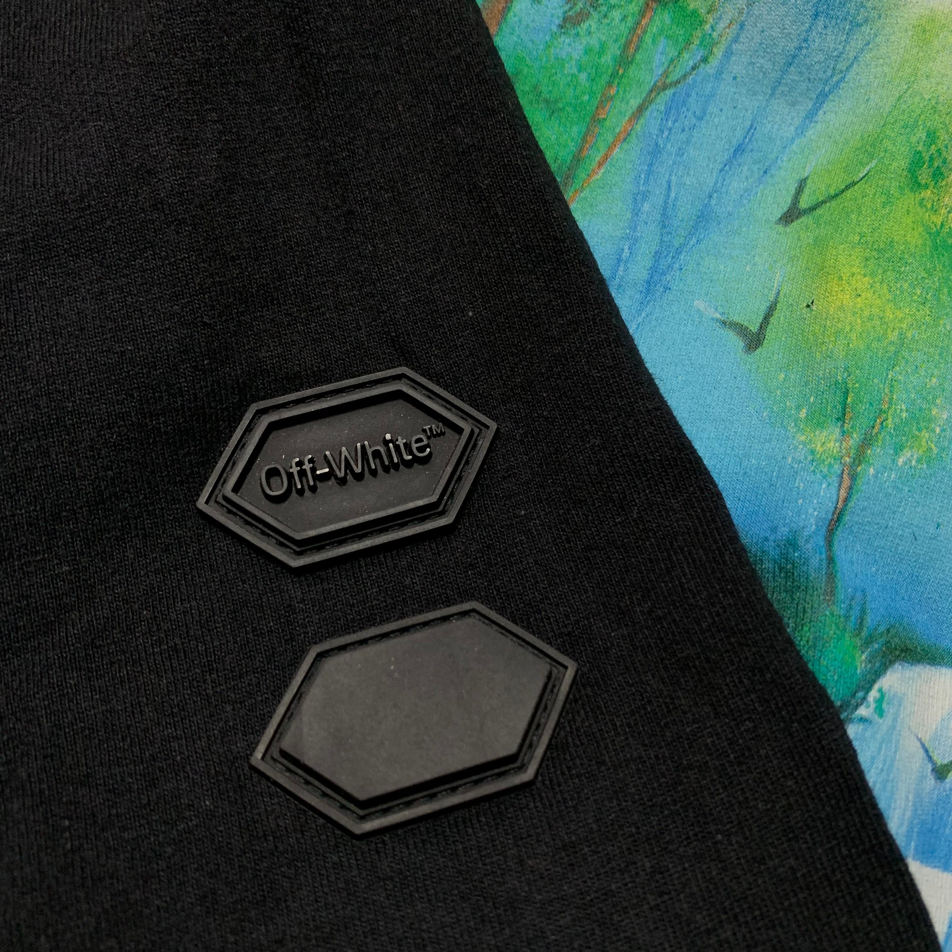 Off White XL Waterfall Arrows Black Tee Virgil Abloh