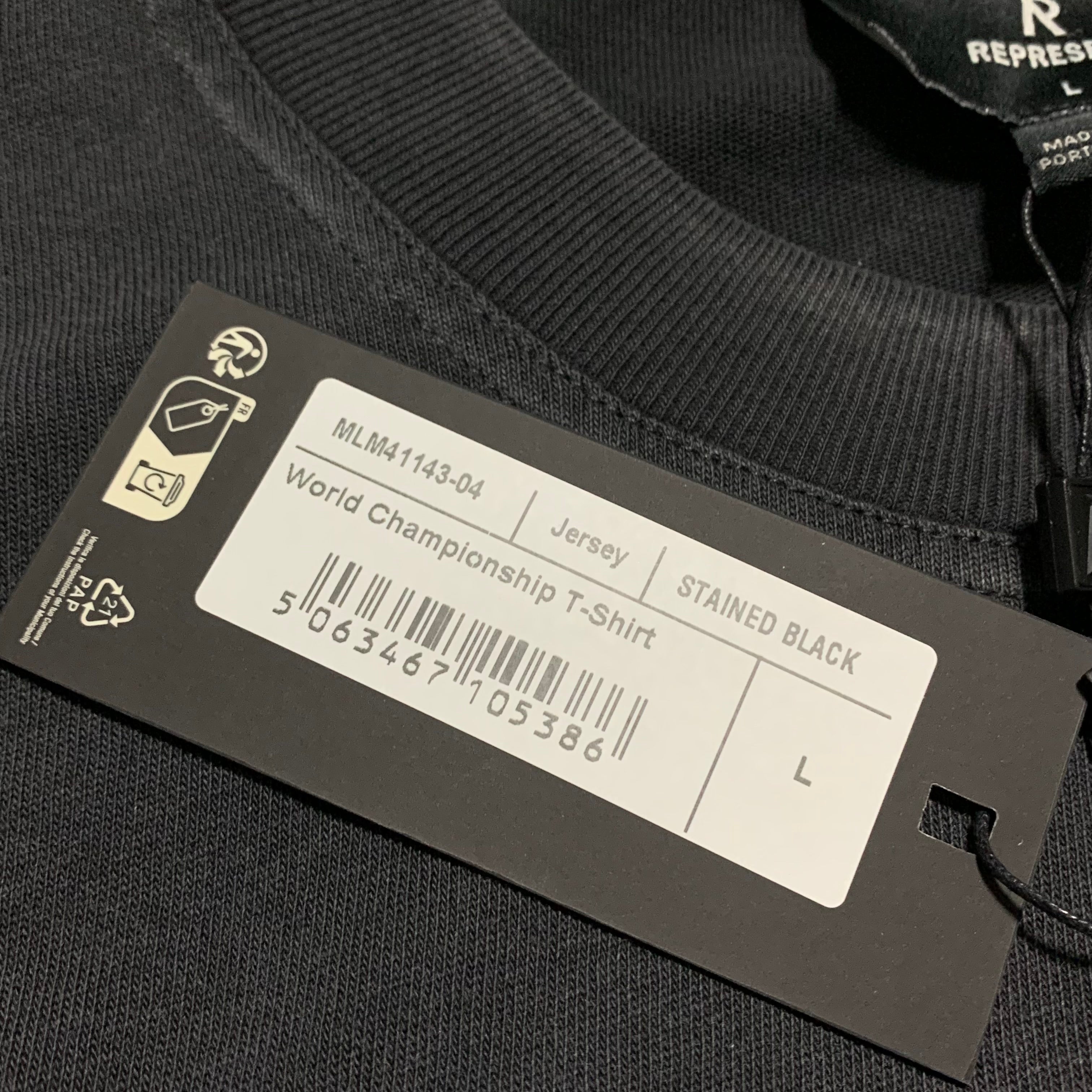Represent Large World Championship Stained Black Tee