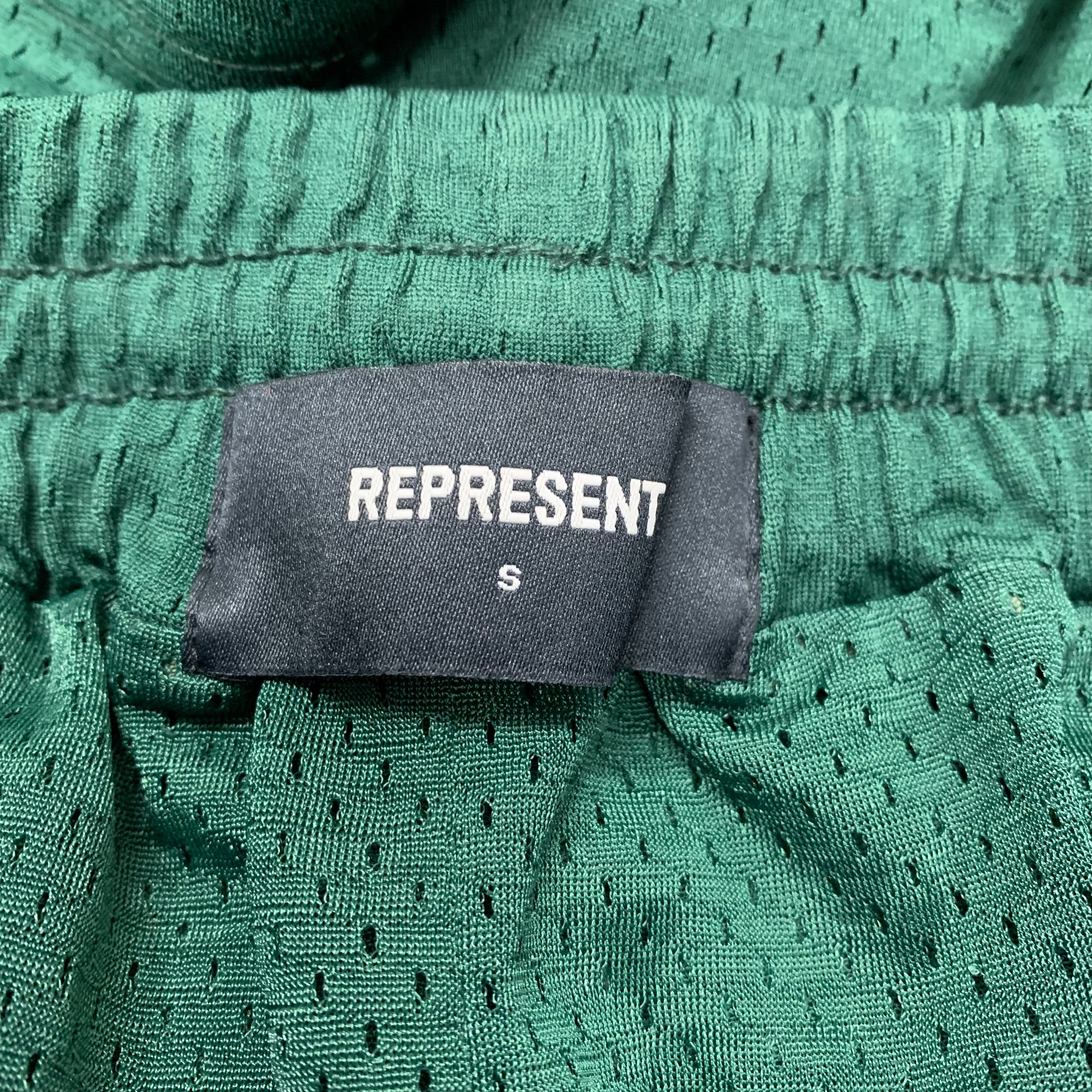 Represent Small Shorts Owners Club Green Mesh Zip Shorts