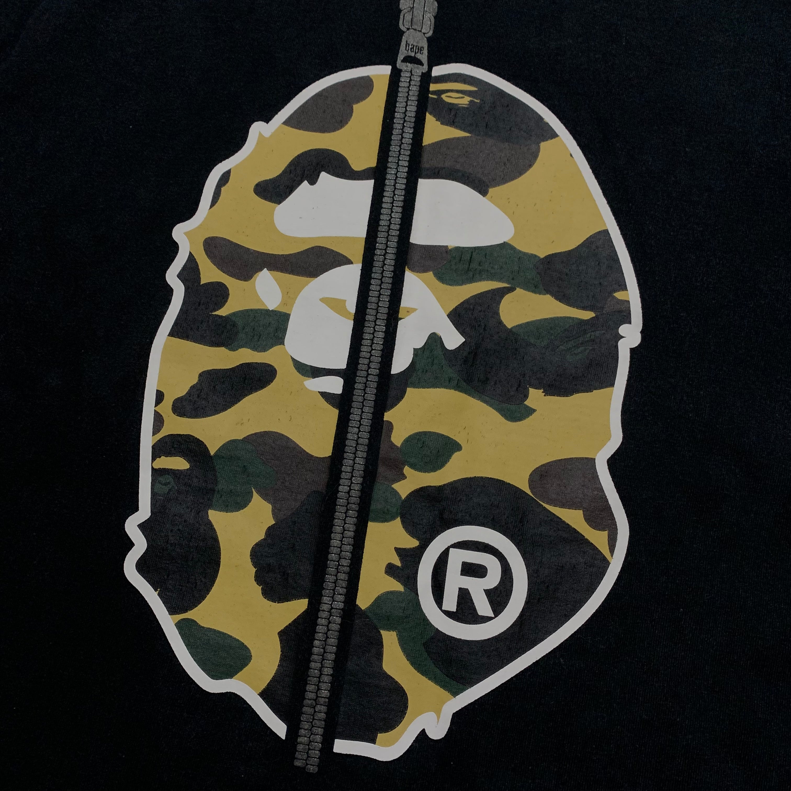 Bape Medium Ape Head 1st Camo Zip Black Tee