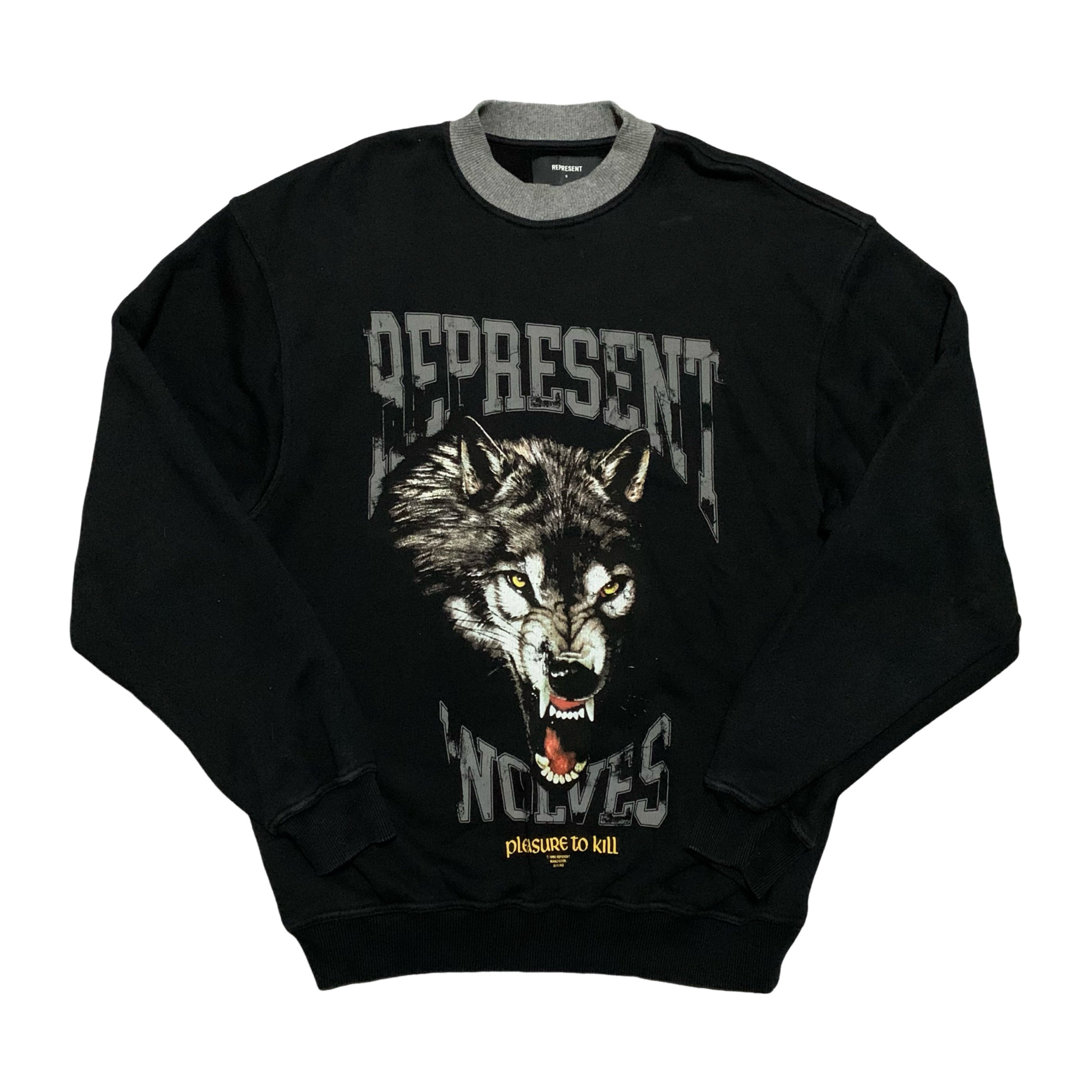 Represent Small Pleasure To Kill Black Sweater Sweatshirt Crewneck Wolves