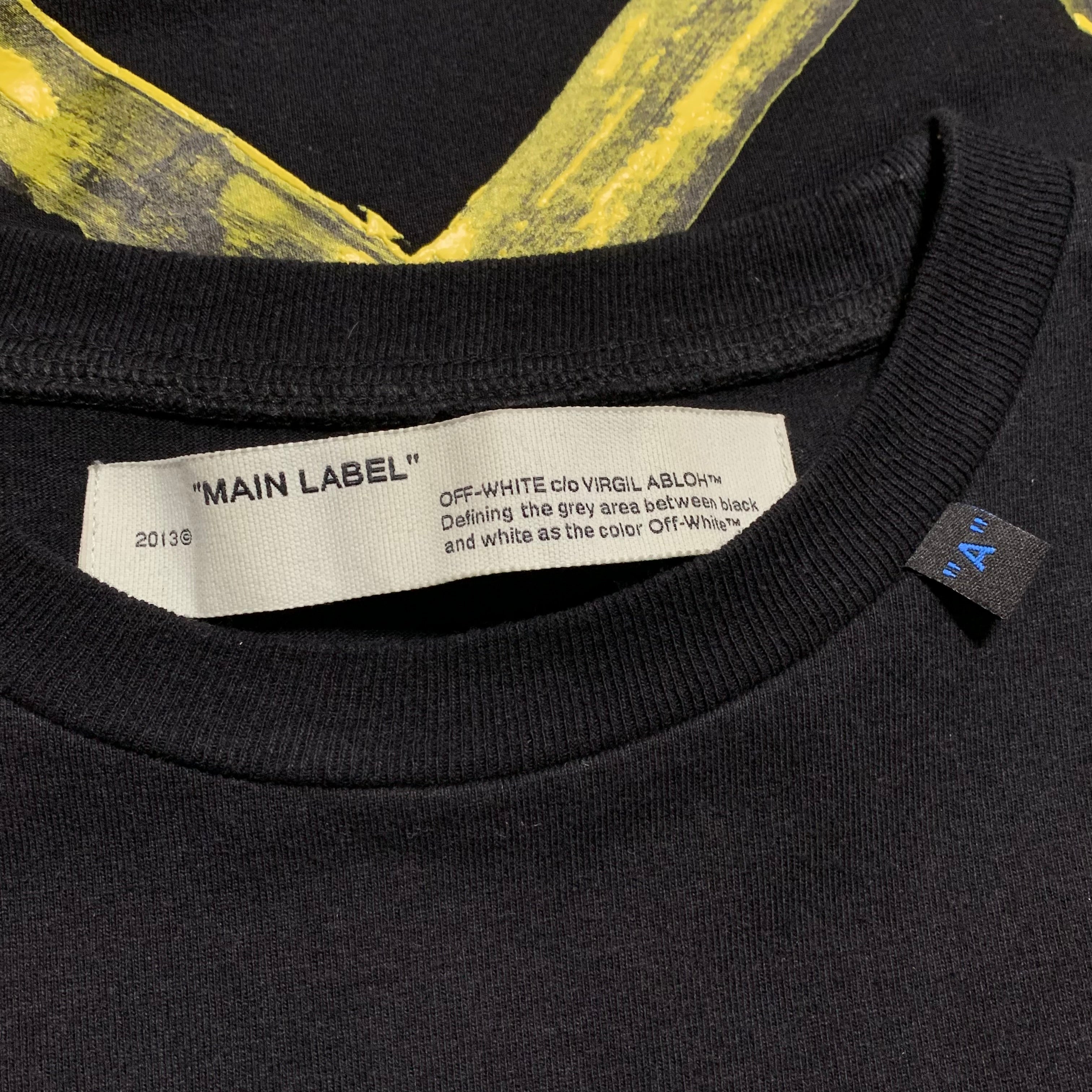 Off White XS Yellow Acrylic Arrows Black Tee Virgil Abloh