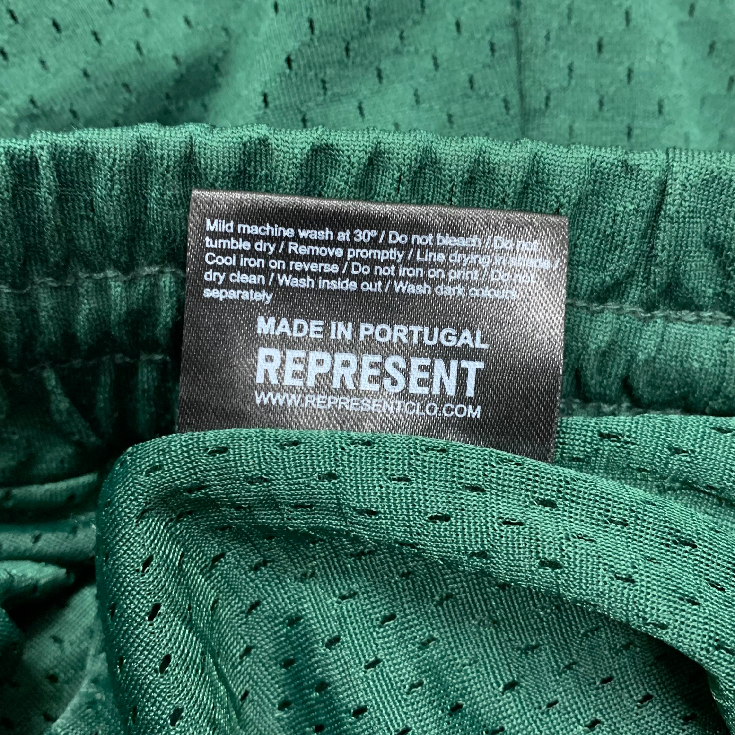 Represent Small Shorts Owners Club Green Mesh Zip Shorts