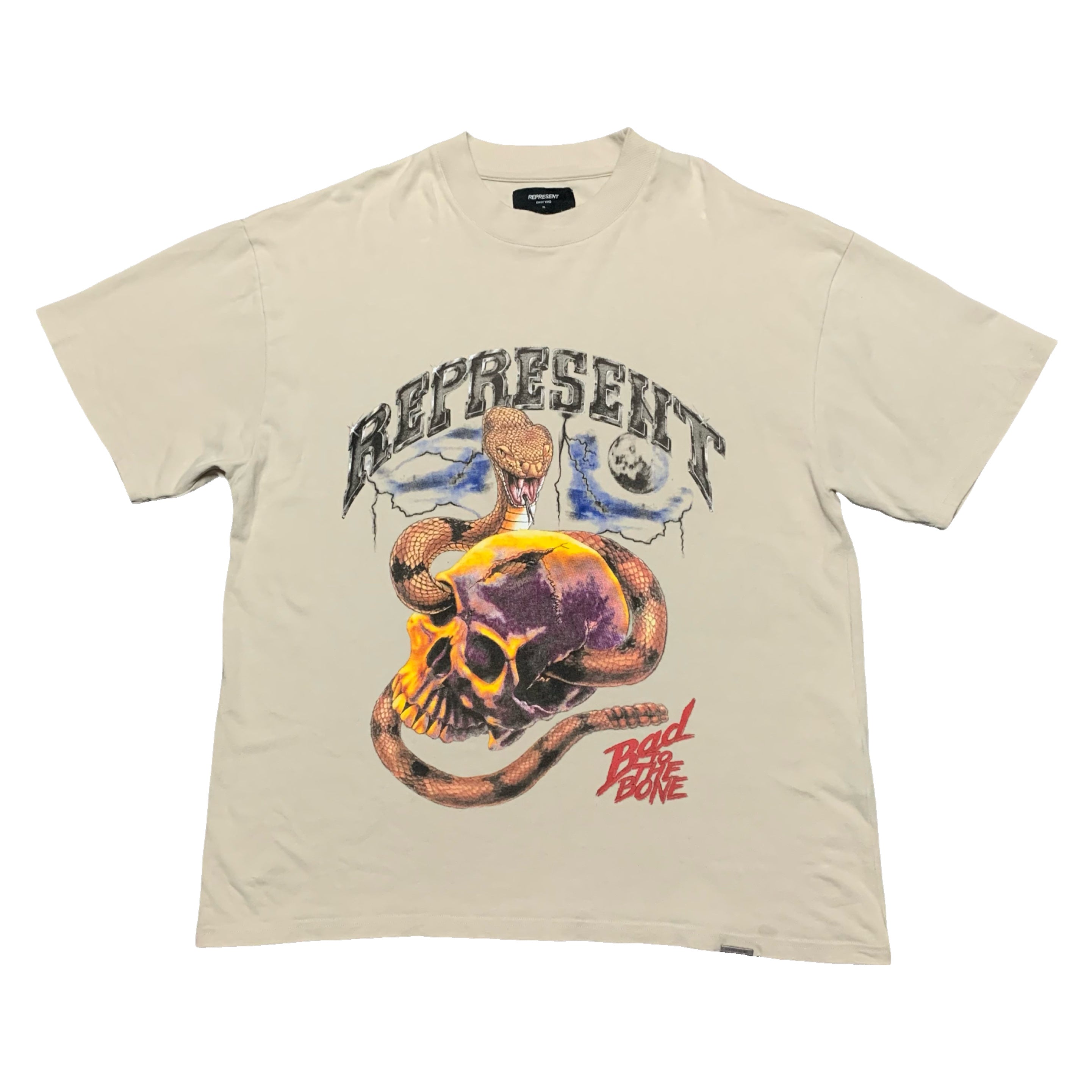 Represent XL Bad To The Bone Vintage White Tee