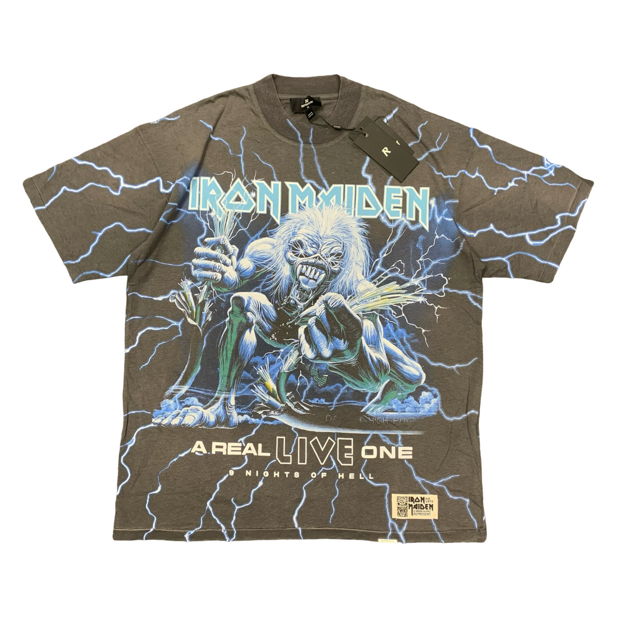 Represent XS Tee Iron Maiden A Real Live One Sunfade Grey T-Shirt