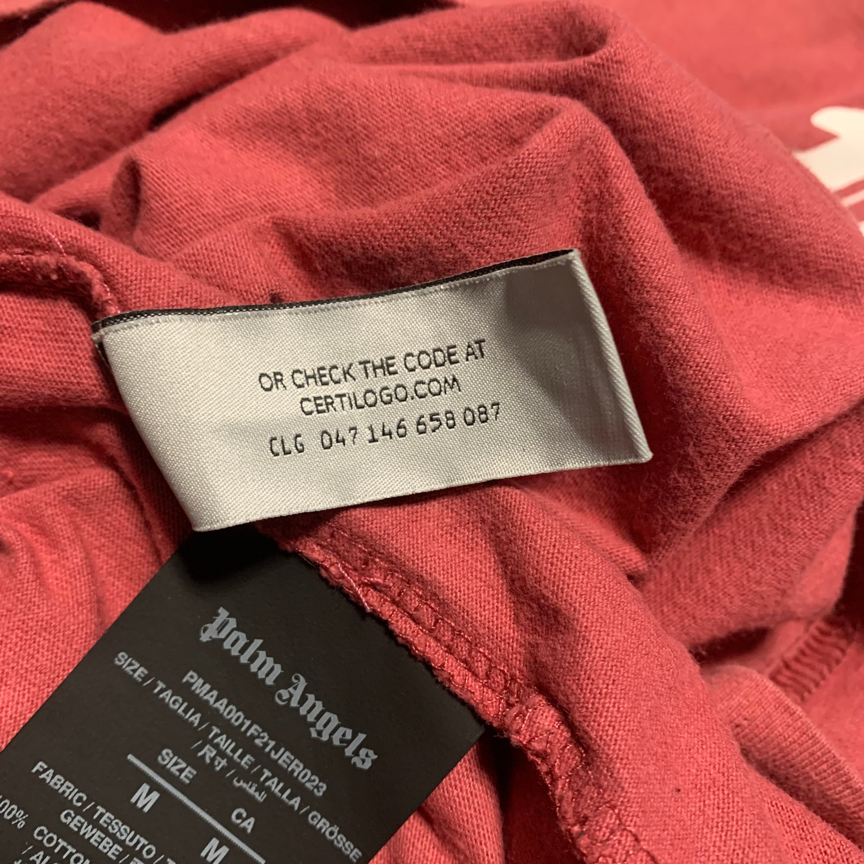 Palm Angels Medium Classic Bear Burgundy Pink Tee