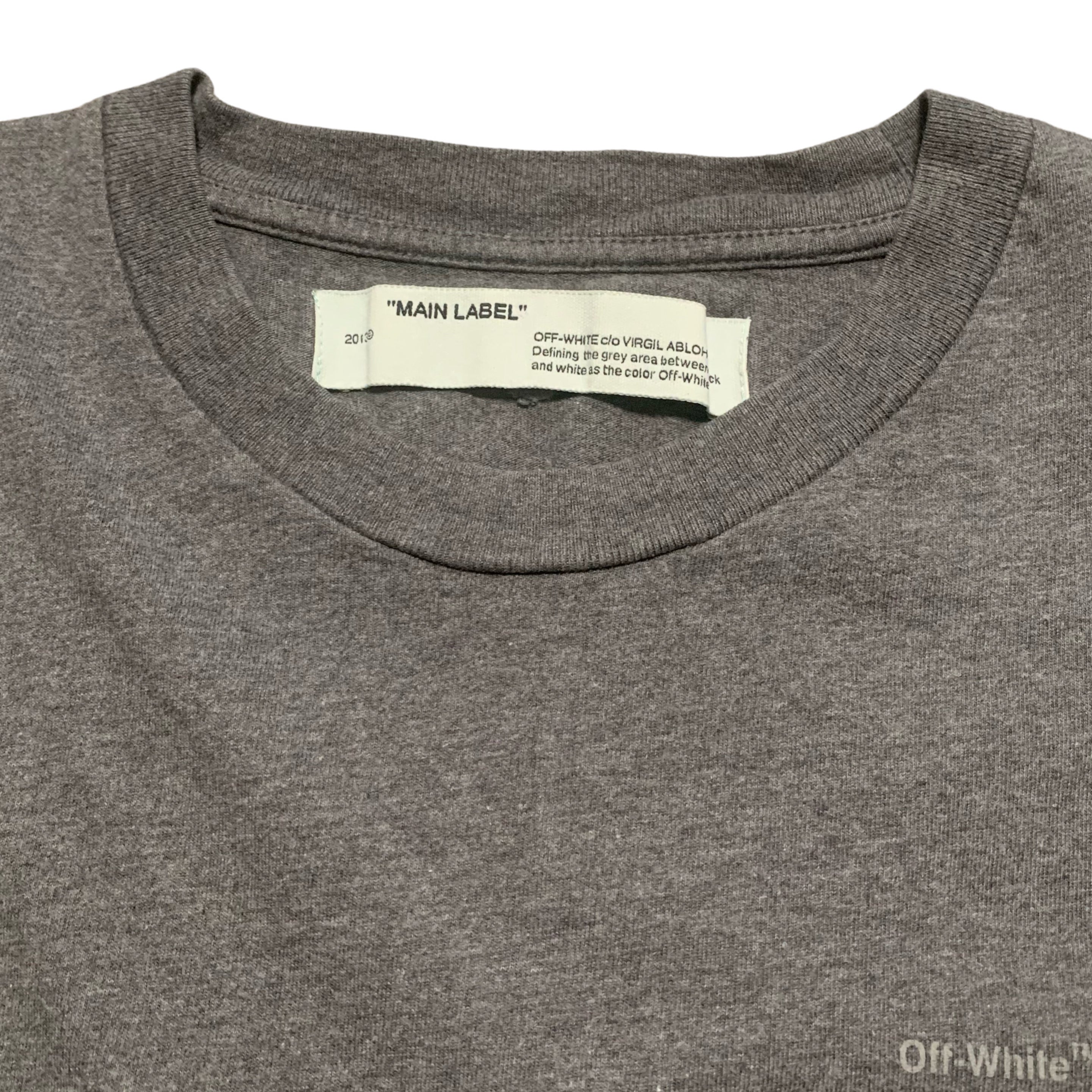 Off White Large Arrow Logo Grey Tee Virgil Abloh (OMAA027R20185032)