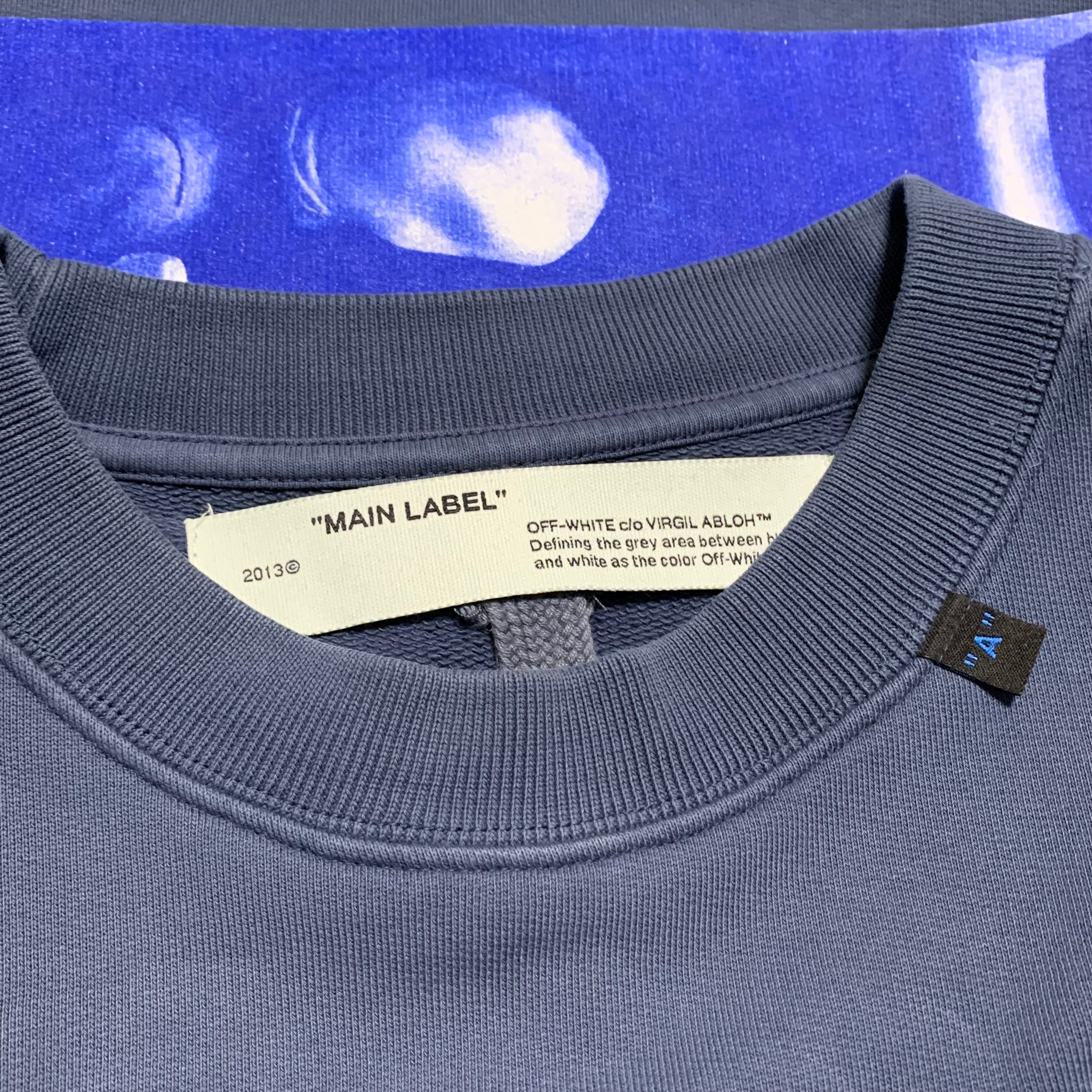 Off White Small Hardcore Caravaggio Indio Blue Sweater Sweatshirt Crewneck Virgil Abloh