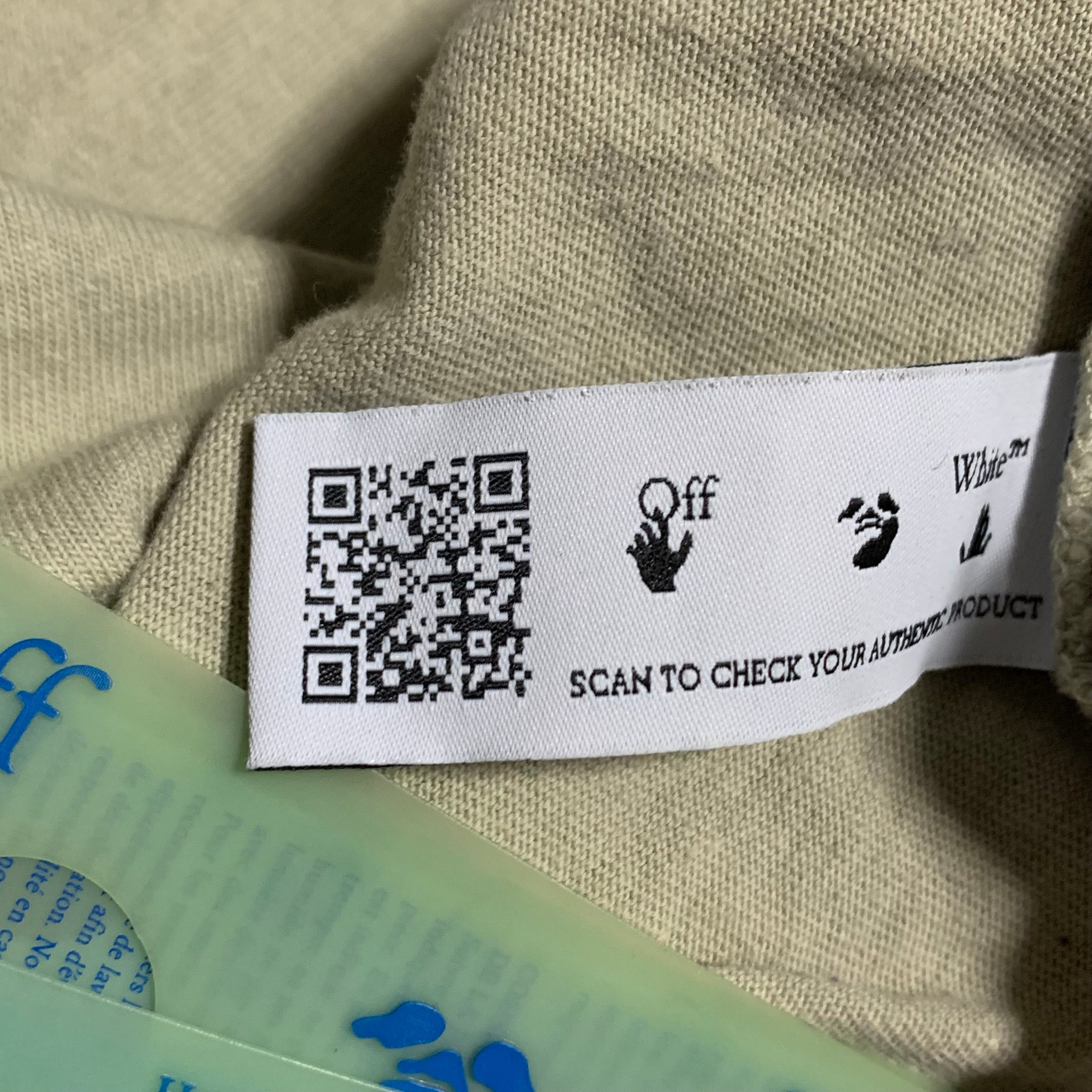 Off White Large Arrows Tab Beige Khaki Tee Virgil Abloh