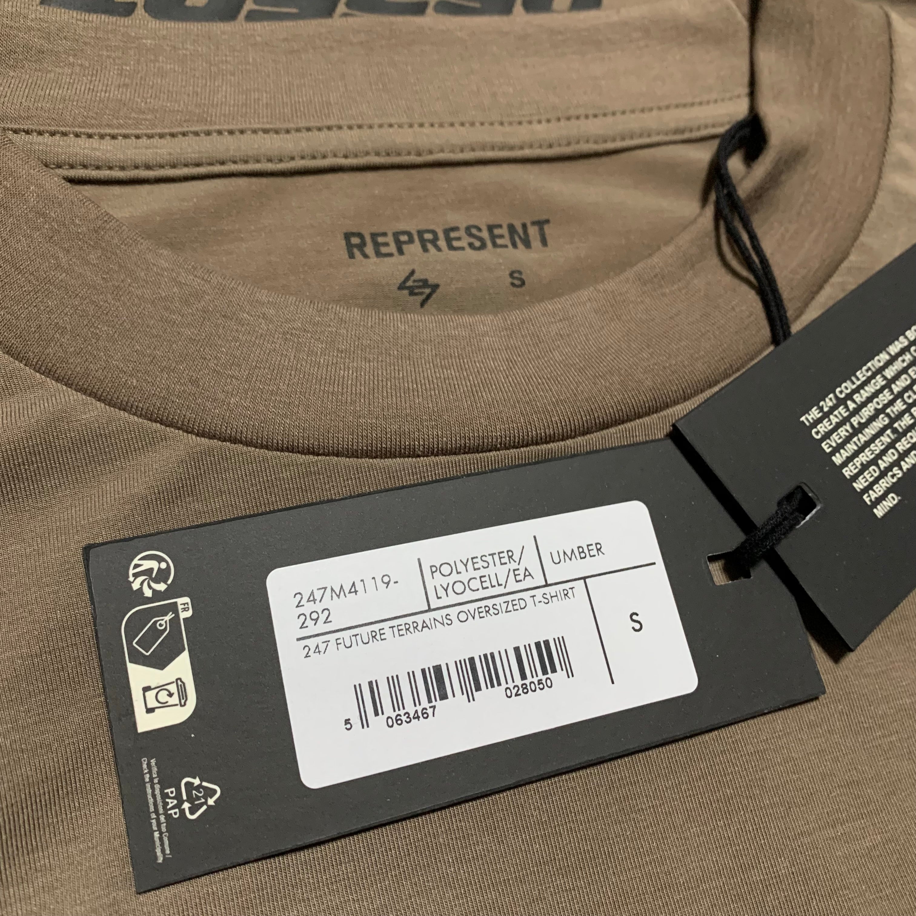 Represent Small 247 Future Terrains Oversized Tee Umber