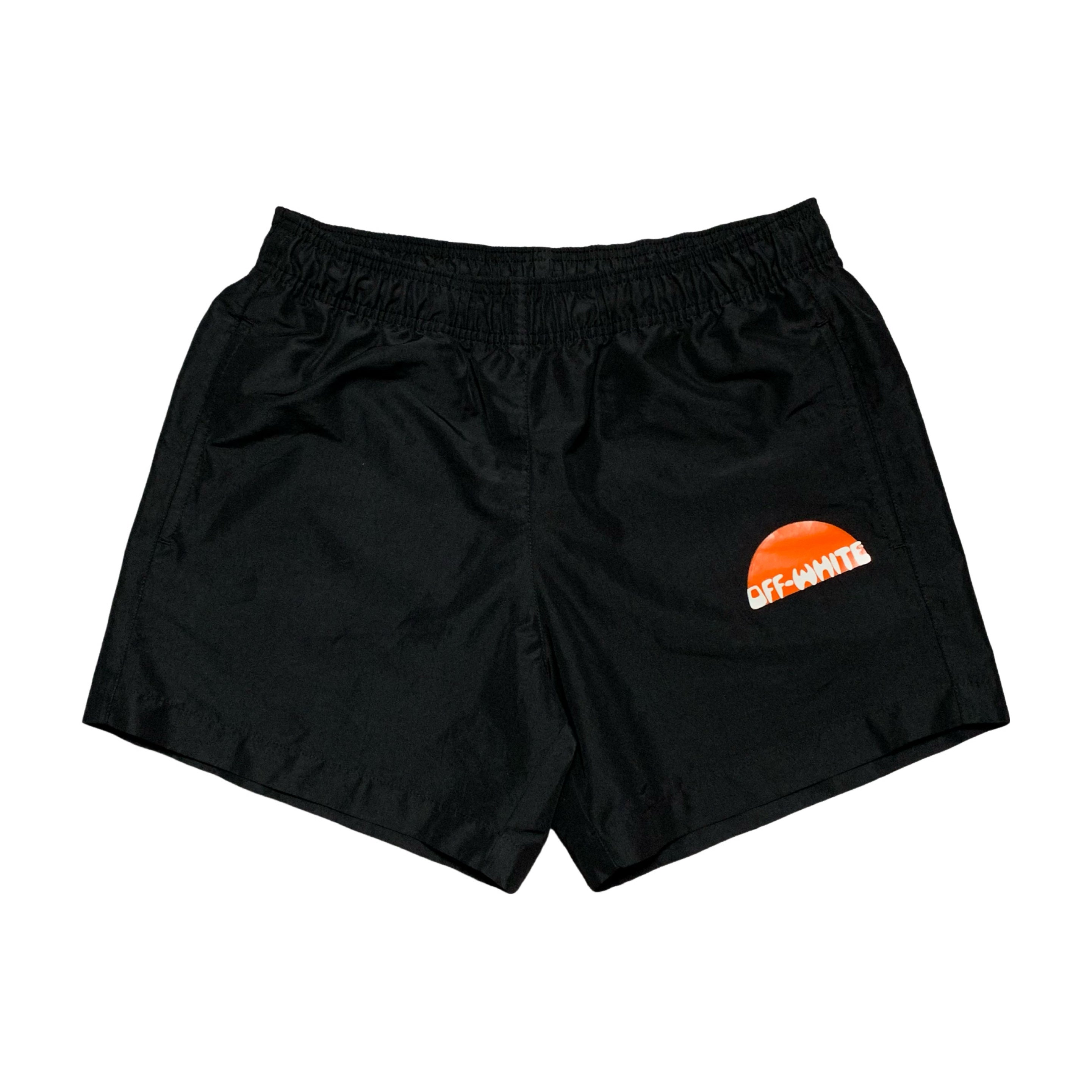 Off White Small Swim Shorts Sunset Graphic Black Bottoms Virgil Abloh