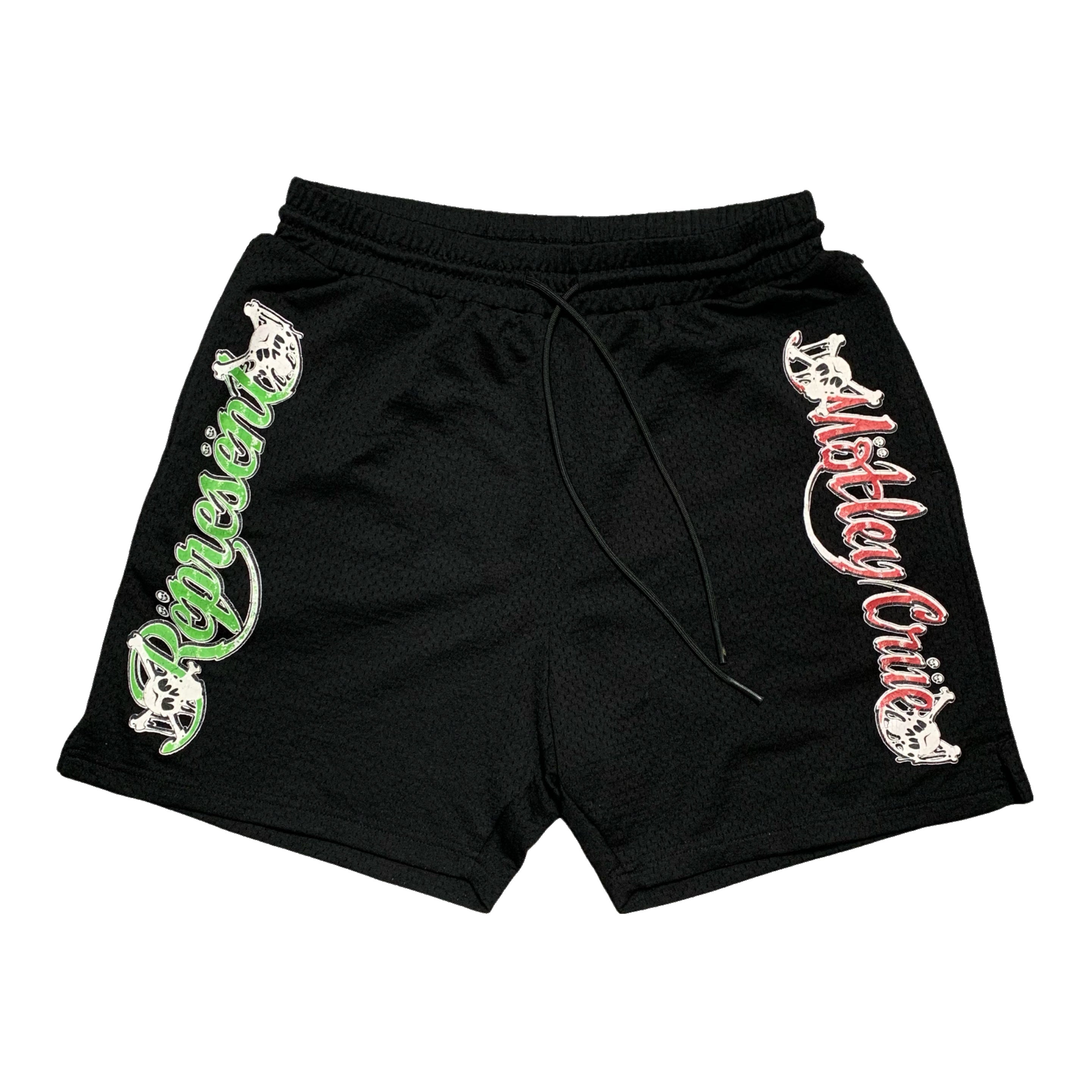 Represent Medium Shorts Motley Crue Black Mesh Shorts Bottoms