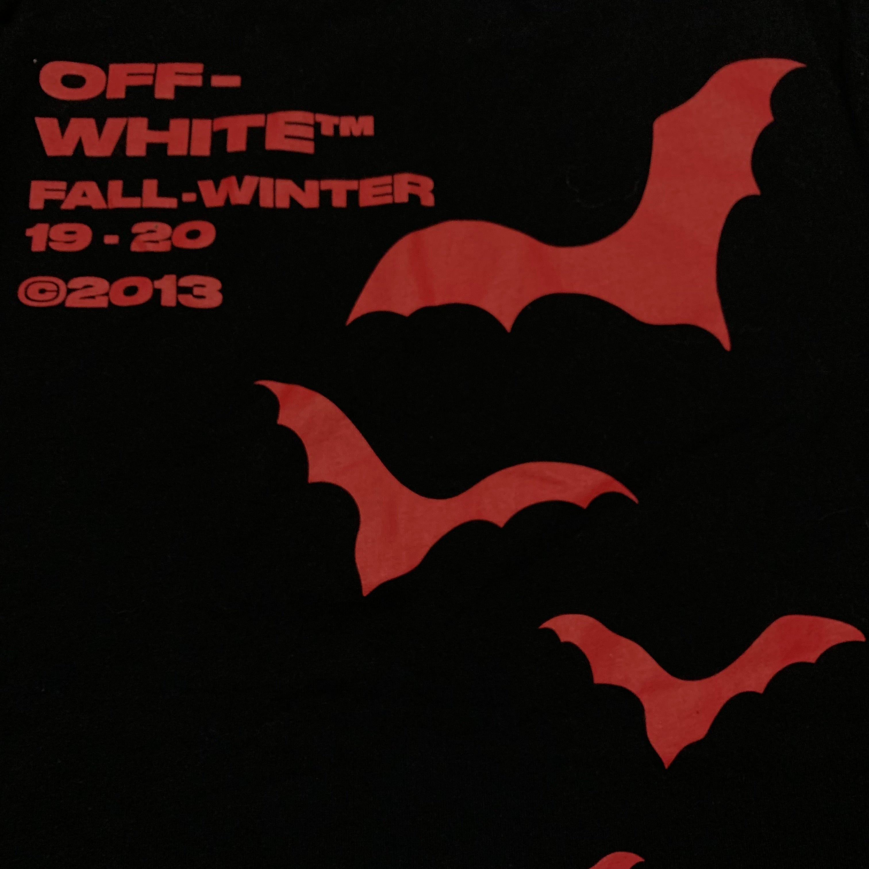 Off White XS Bats Print Black Tee Virgil Abloh Halloween