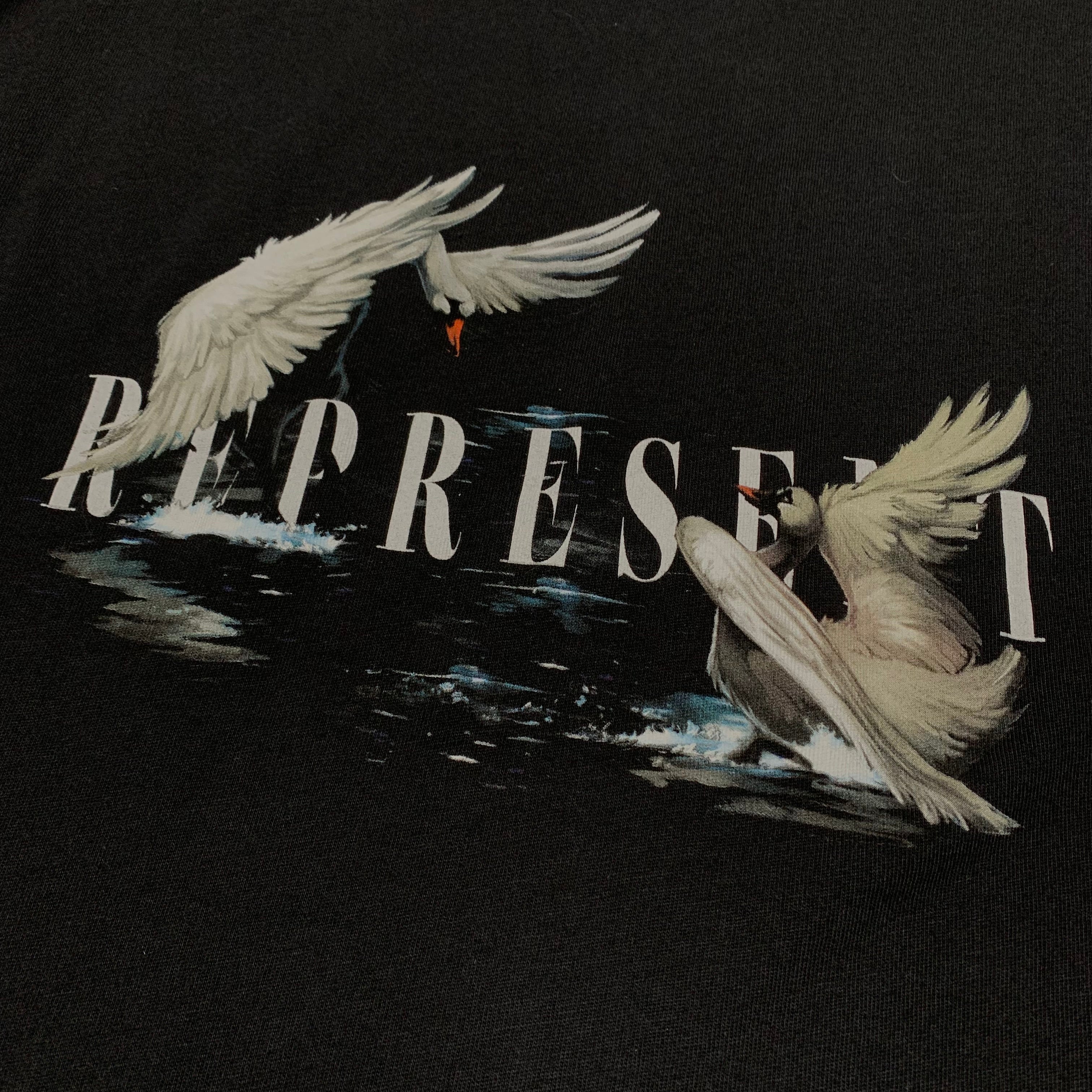 Represent Medium Swan Graphic Jet Black Tee