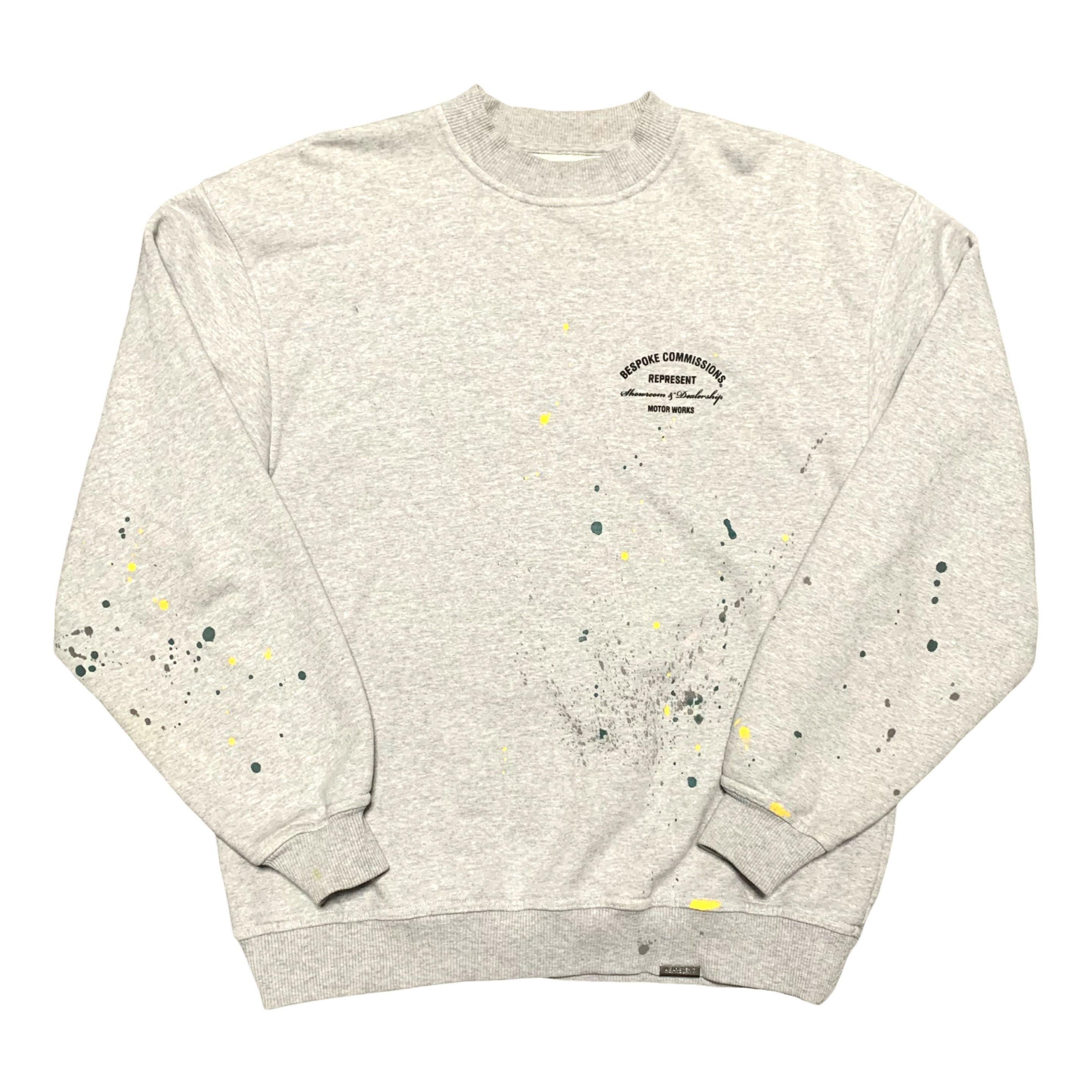 Represent XS Bespoke Commissions Grey Sweater Sweatshirt Crewneck Paint Splatter