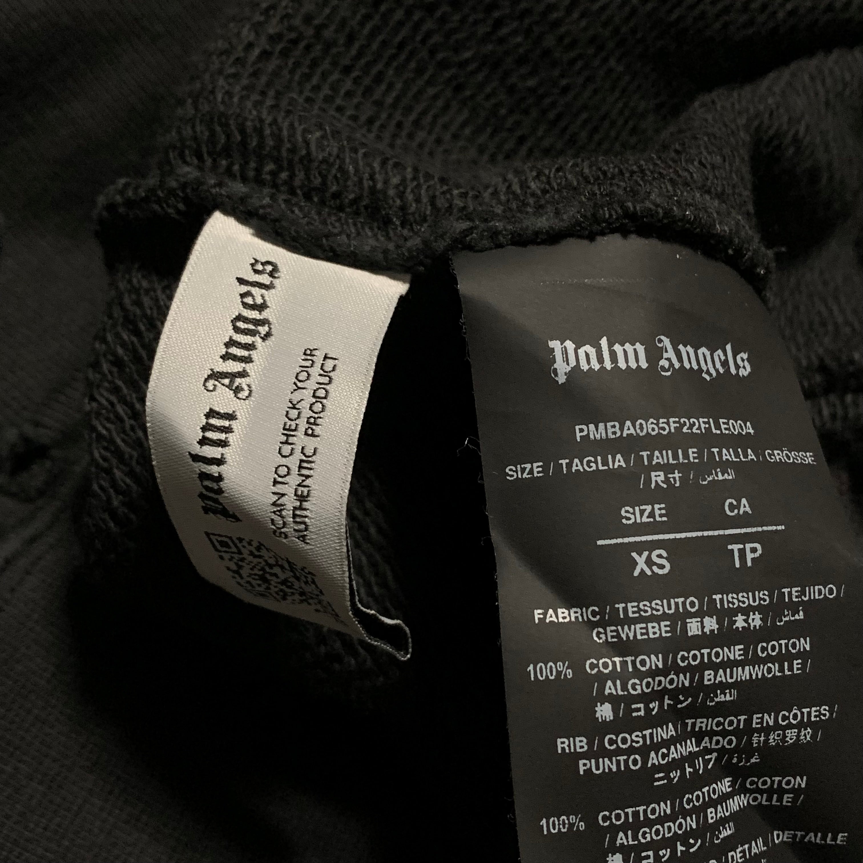 Palm Angels Medium Flame Logo Distressed Black Sweatshirt Crewneck
