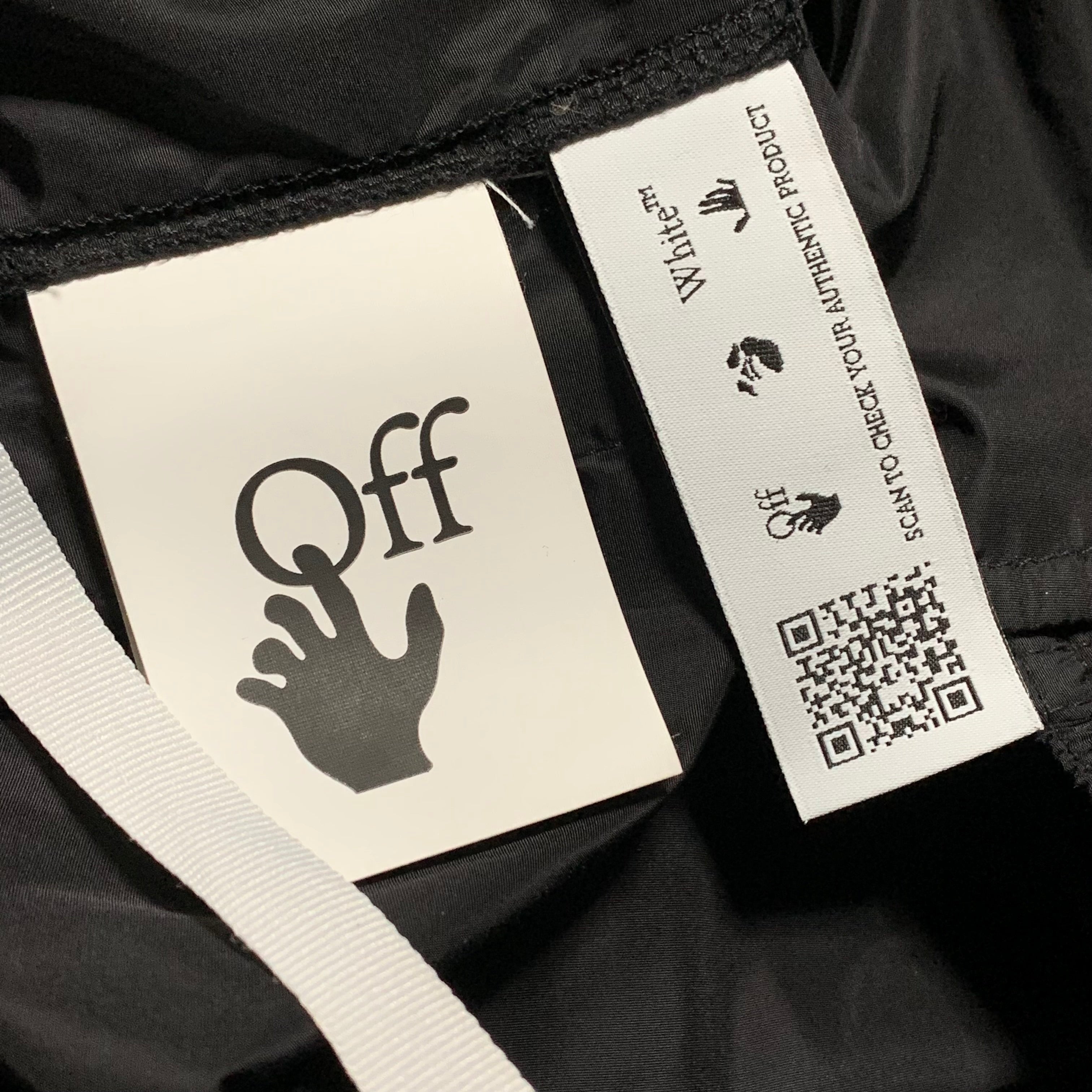 Off White Medium Track Pants Tape Black Nylon Black Bottoms Virgil Abloh