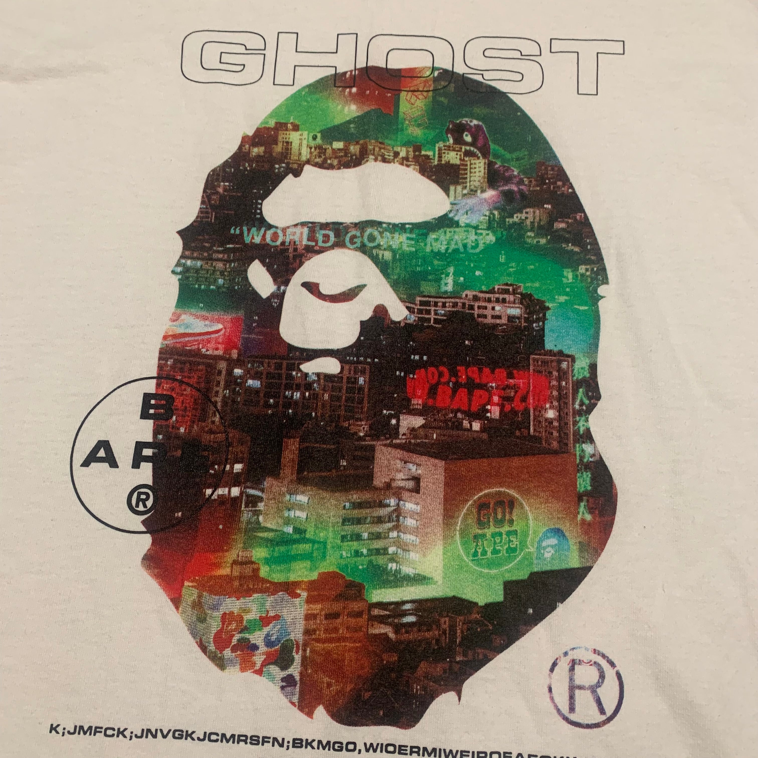 Bape Medium Ghost Ape Head White Tee Relaxed Fit