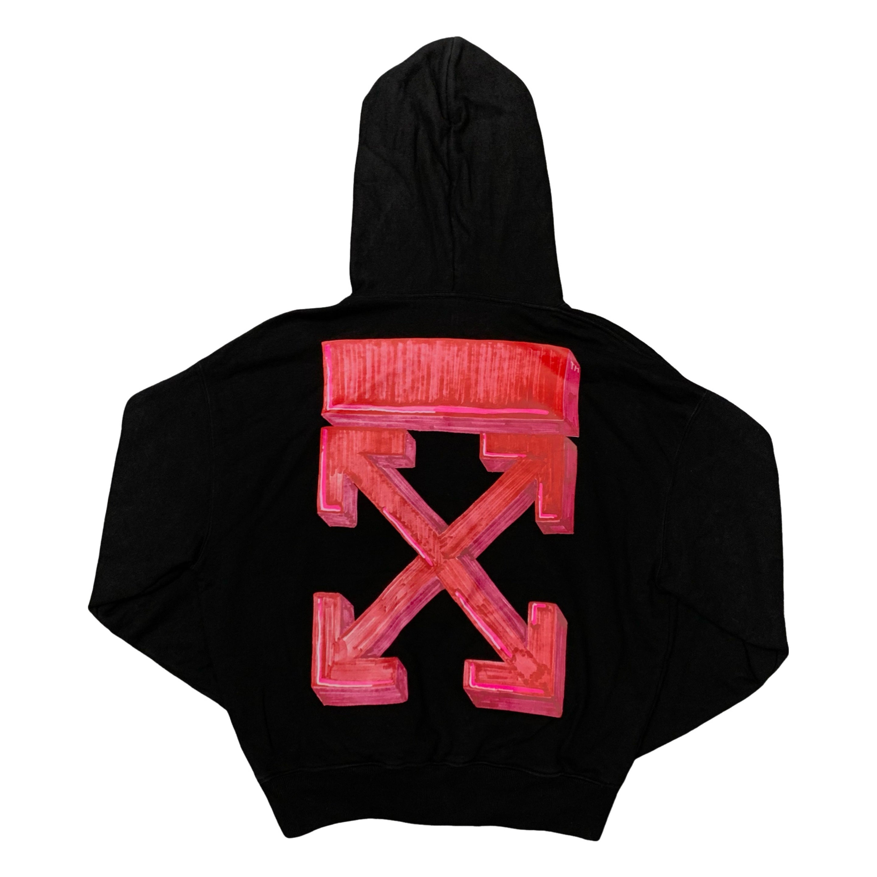 Off White Small Hoodie Pink Marker Arrows Black Hoodie Virgil Abloh