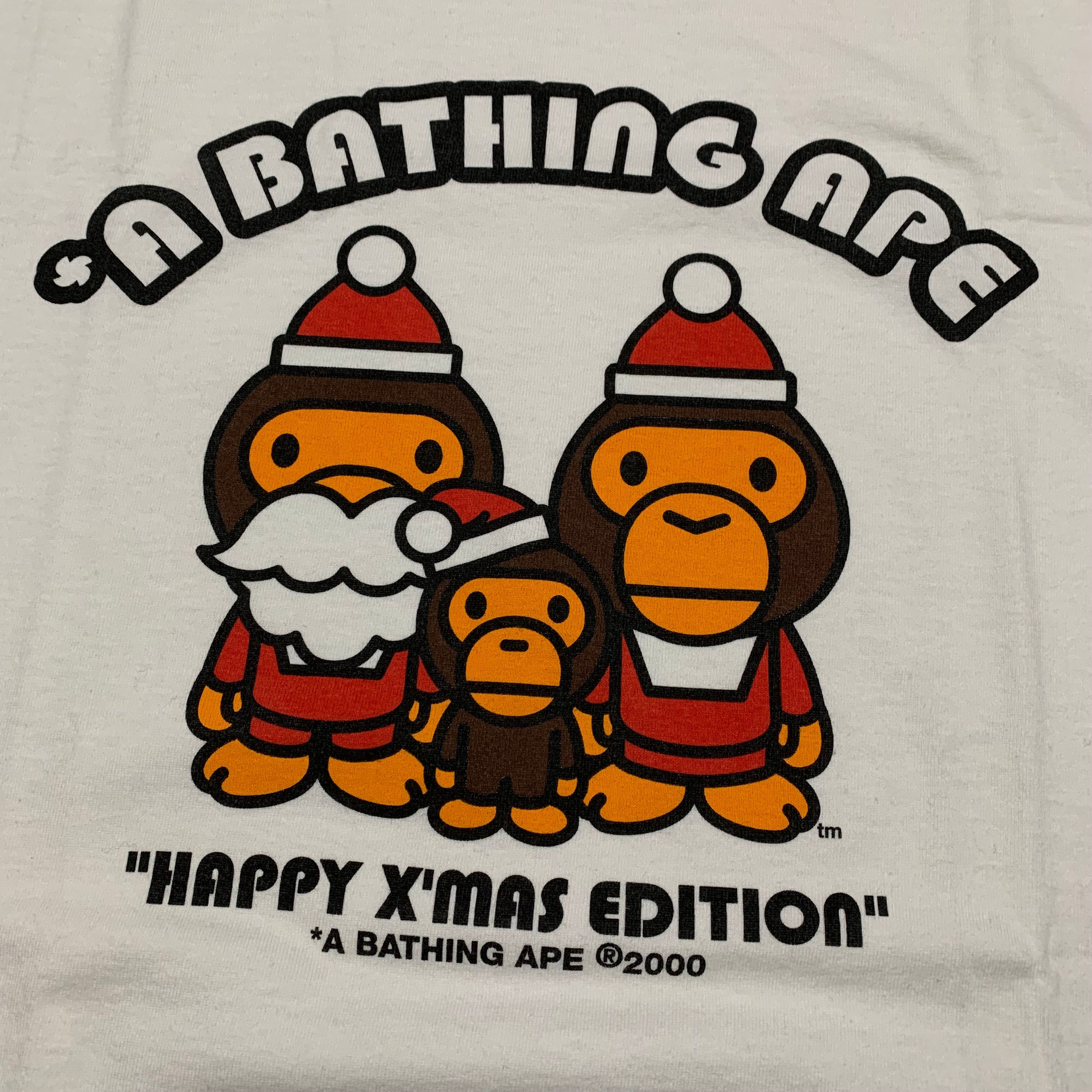 Bape Large Christmas Baby Milo White Tee A Bathing Ape XMAS 2000 Vintage