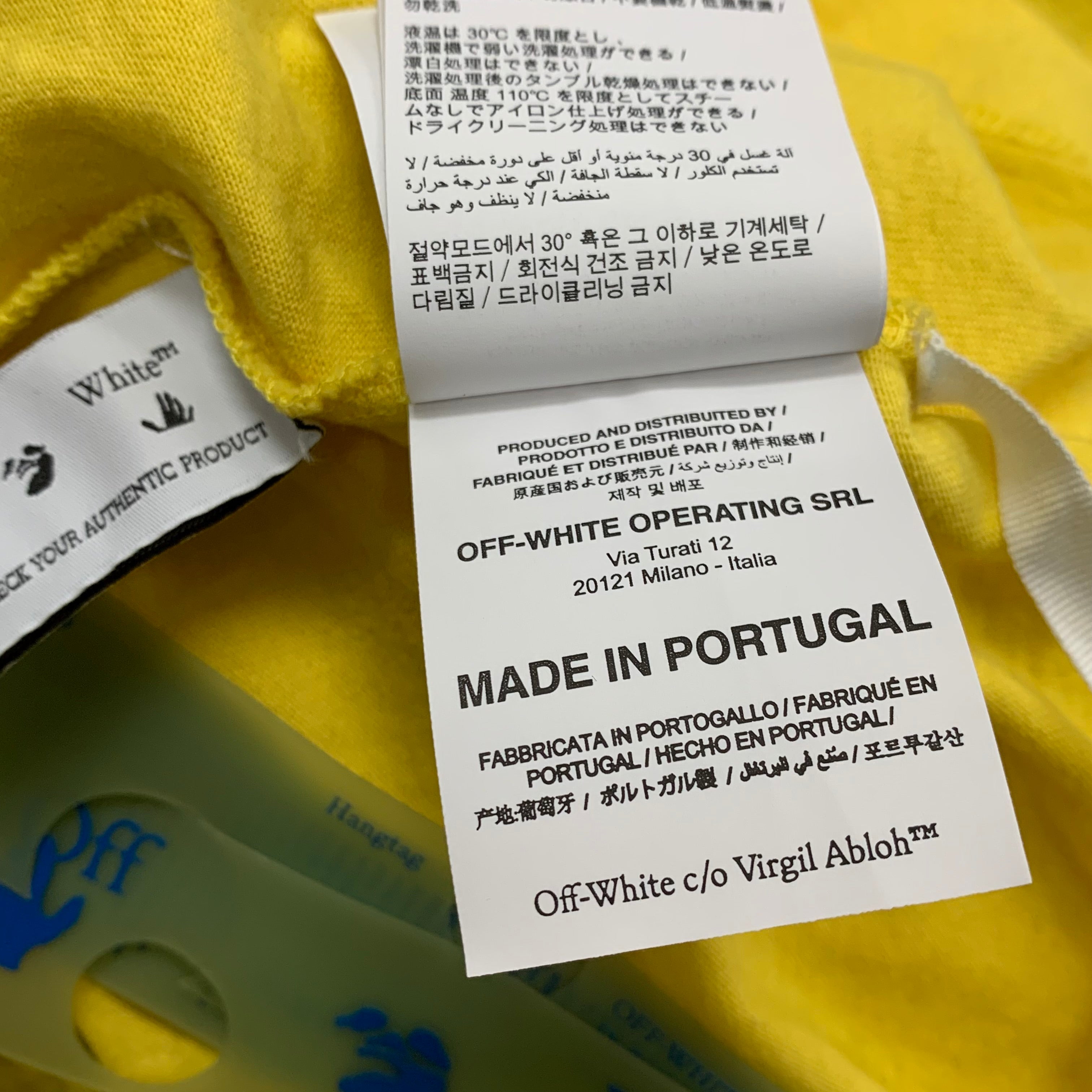 Off White Medium Tee Graffiti Arrows Yellow T-Shirt Virgil Abloh