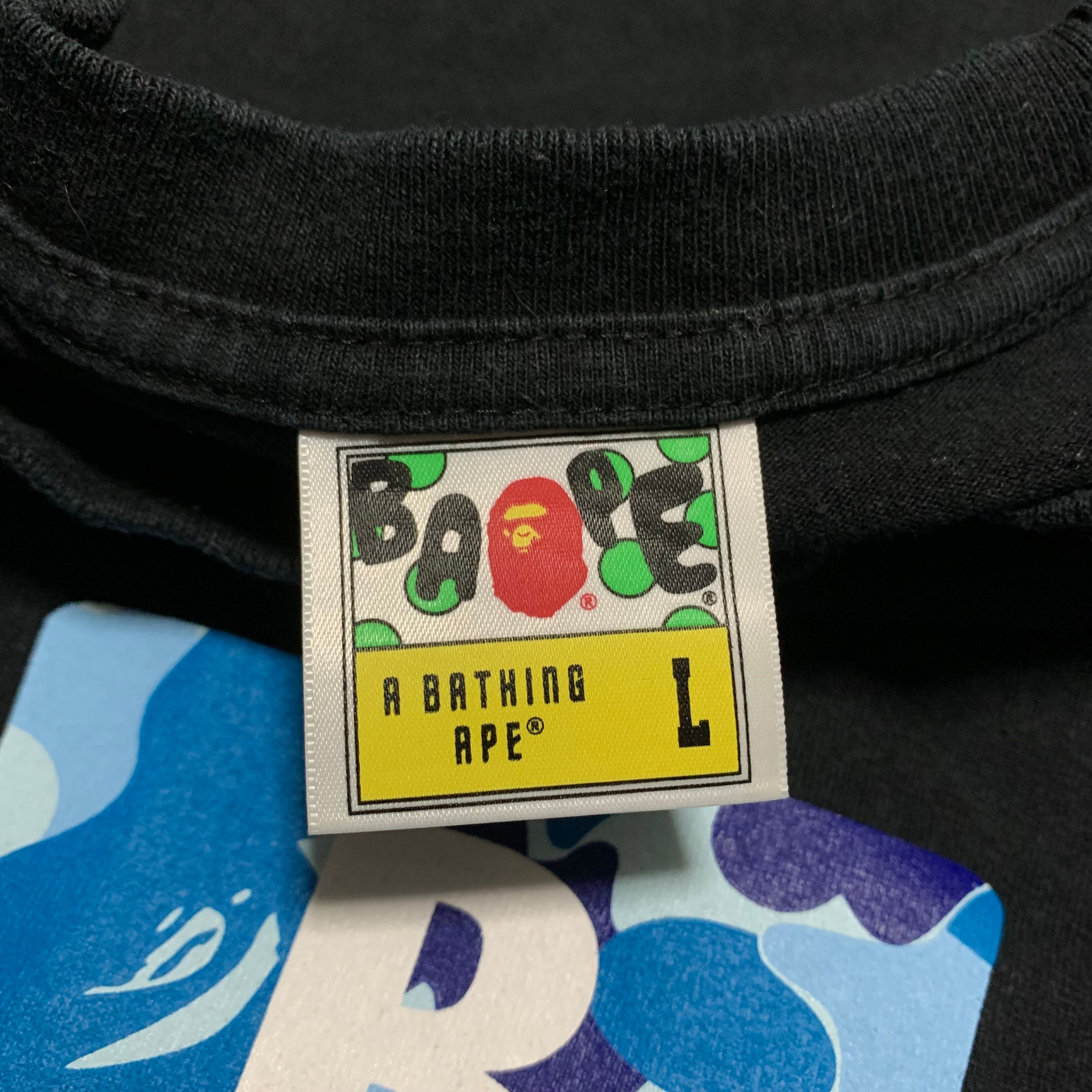 Bape Large Blue ABC Punctuation Black Tee A Bathing Ape